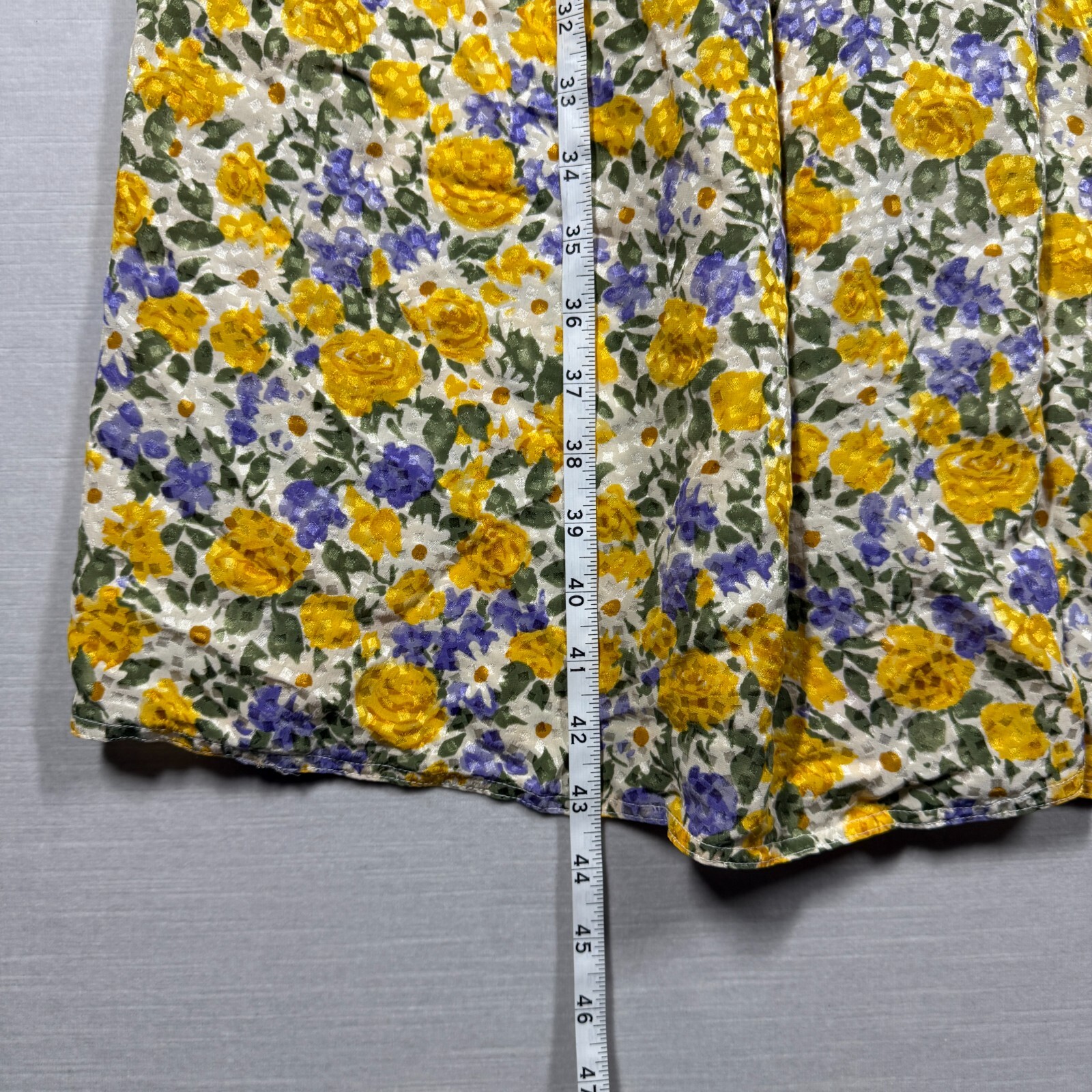 Vintage Maggy London Dress Womens 6 Yellow Button Up Pleated Romantic 80s Silk