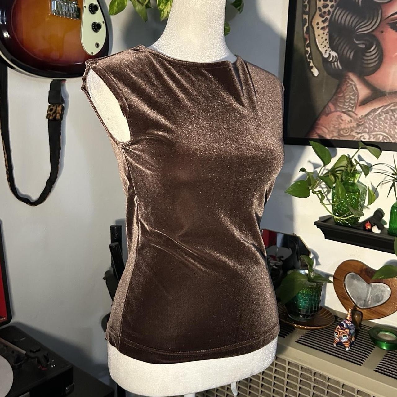 Vintage 1990s Brown Velvet Velour Women’s Tank Top Small – MADE IN THE USA