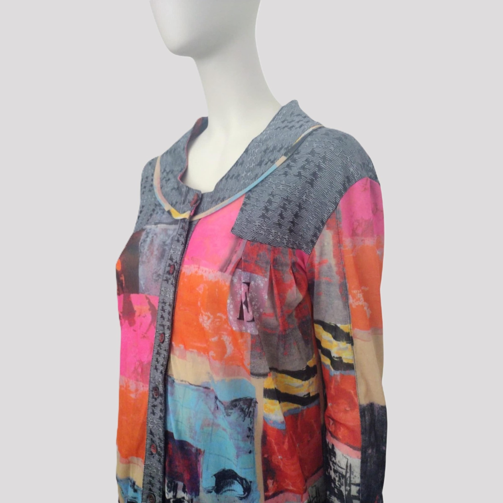 Vintage Adventures des Toiles Artwear Blouse Jacket Abstract Print Painted 38 M
