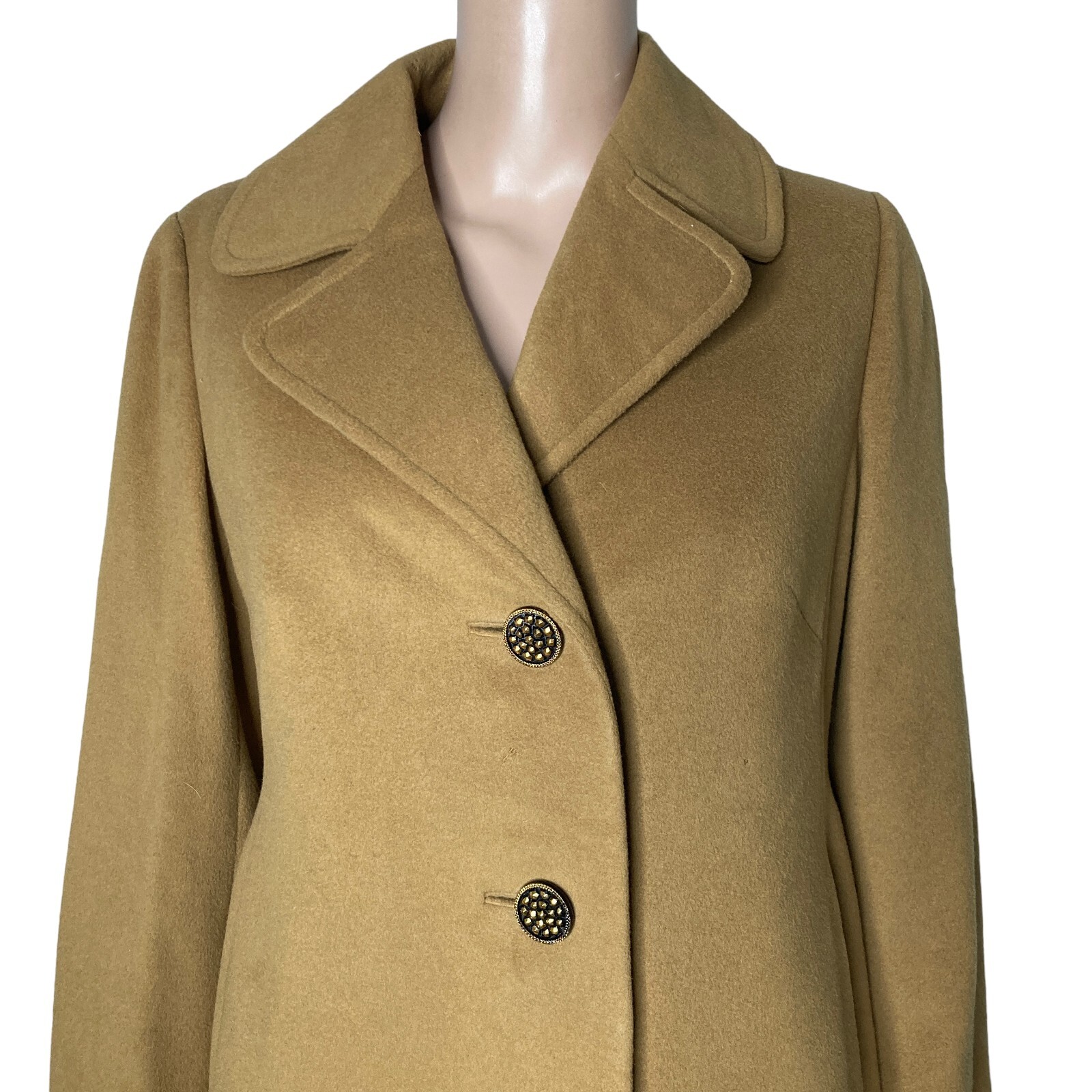 Vintage 40s Cashmere Trench Coat Womens Small Prince Fashions Light Brown