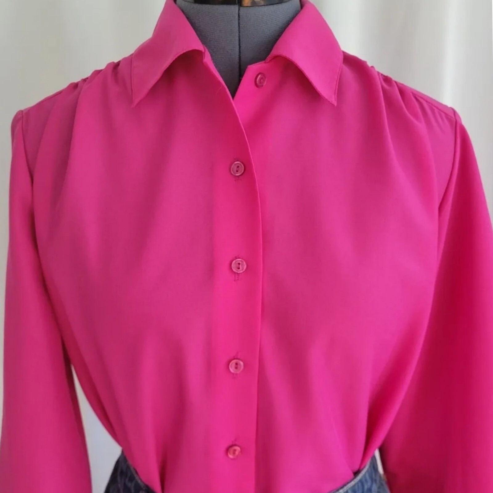 Vintage Hot Pink Blouse by Judy Bond Size 14
