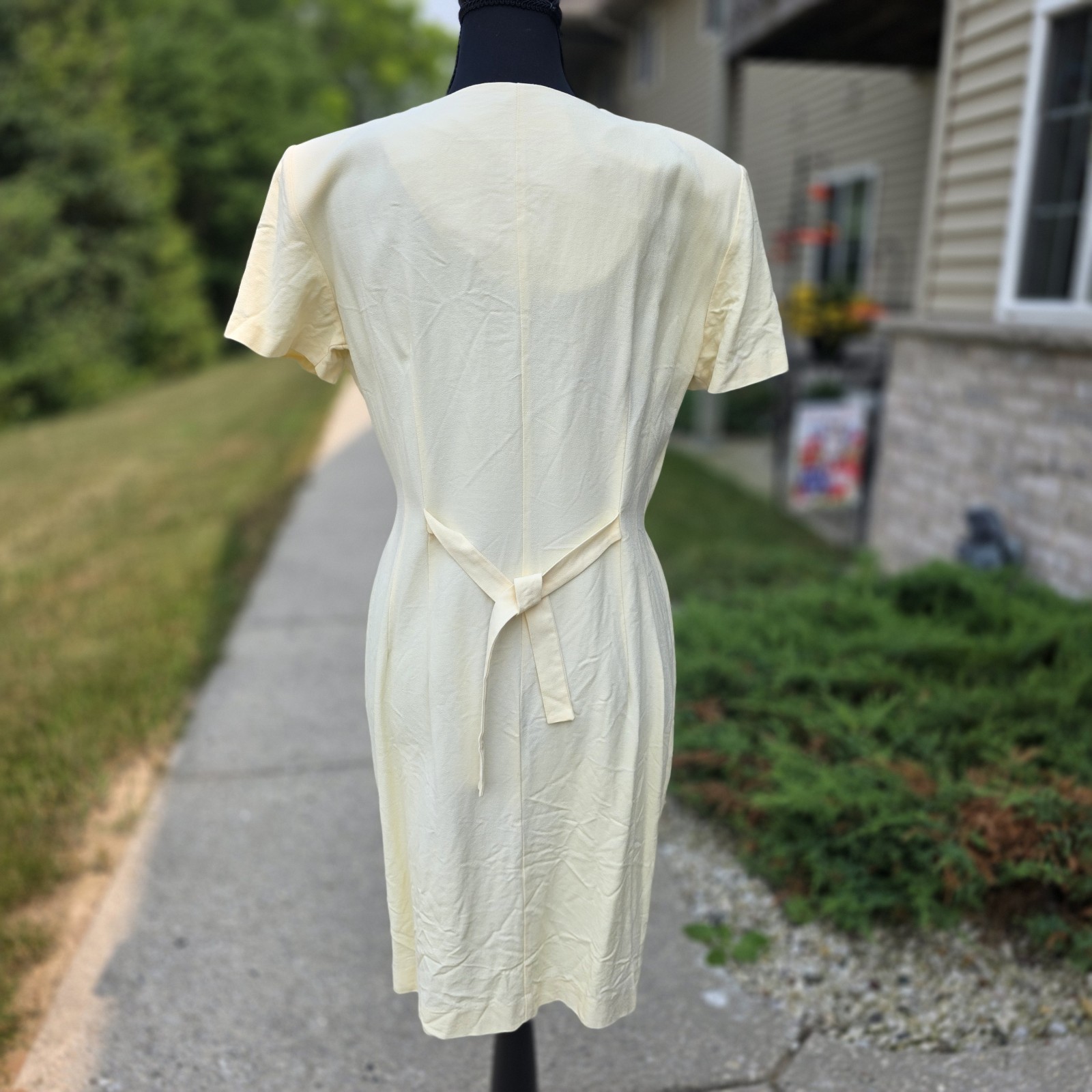 Vintage Dawn Joy Fashions Yellow Button Front Dress USA Rayon Acetate Size 12