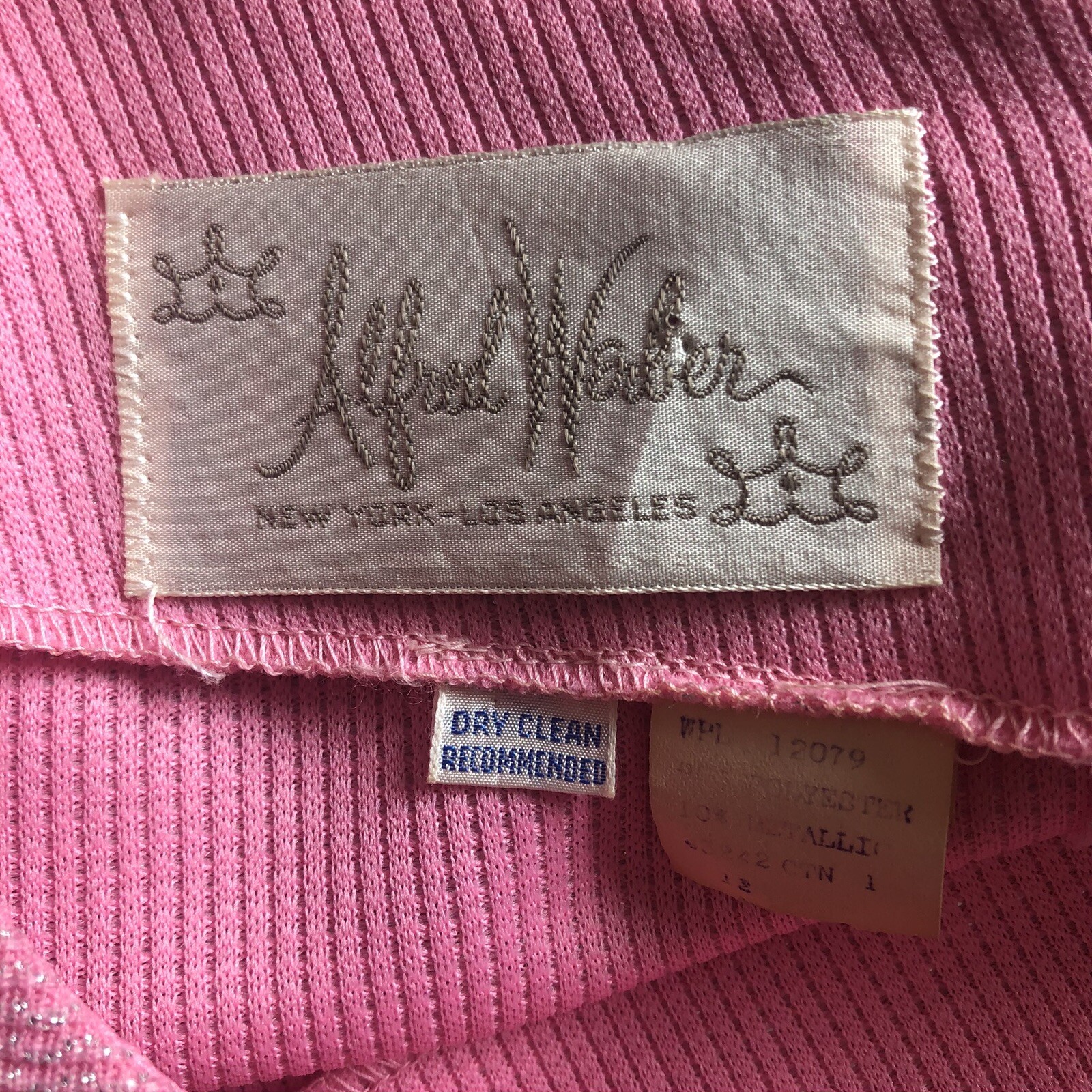 Vintage 1970s Alfred Werber Full Length Dress Long Sleeves Pink Gold Thread 12
