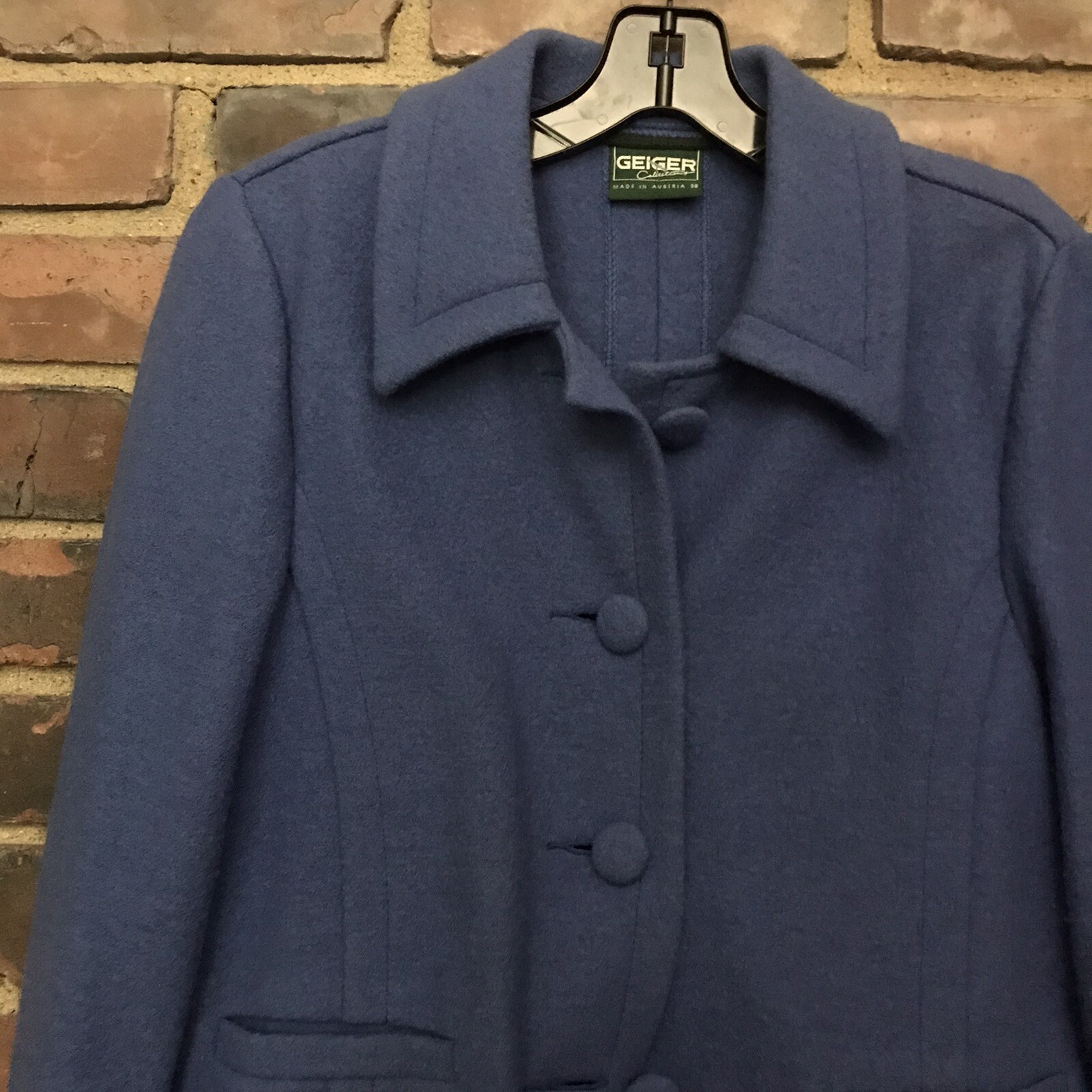 GEIGER Austria Wool Blue Jacket Size 38 -40 Chest -20.5” Long -Cheapchicplus