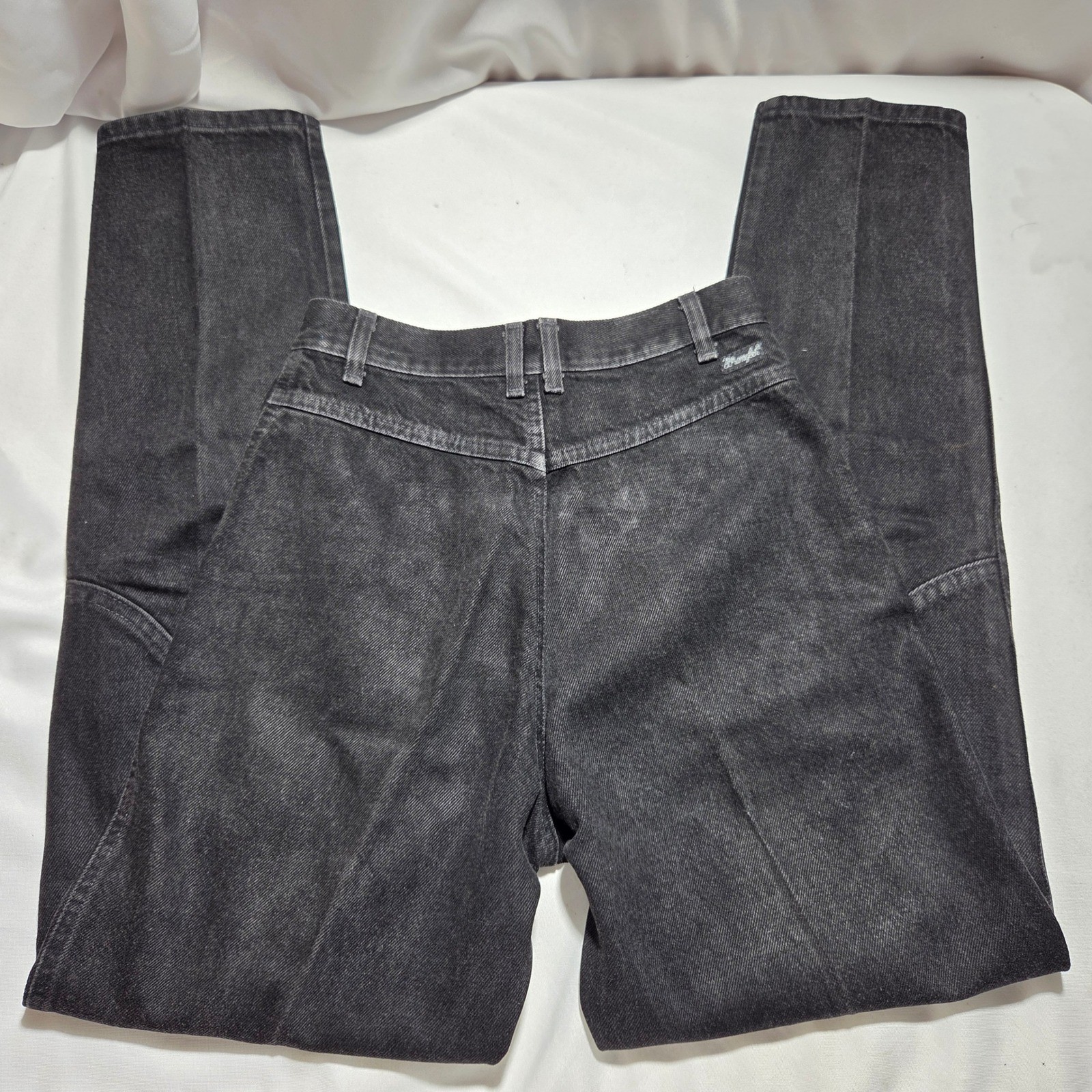 Vintage Wrangler Double Knee Jeans Black High Waisted Made in USA 25×31 Denim
