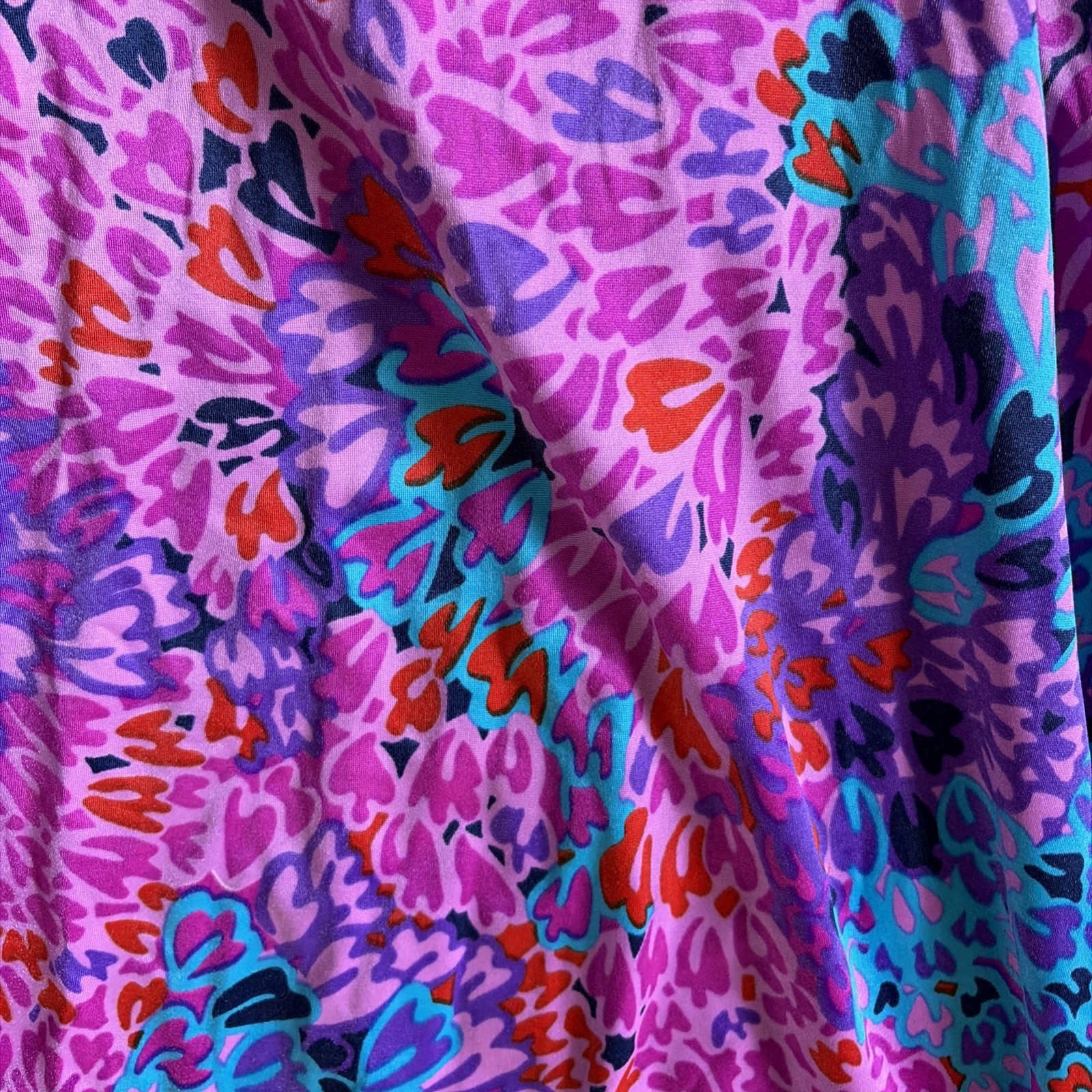 Vintage 70s E-Stewart Maxi Dress Purple Red Psychedelic Print Pool Beach Size 10