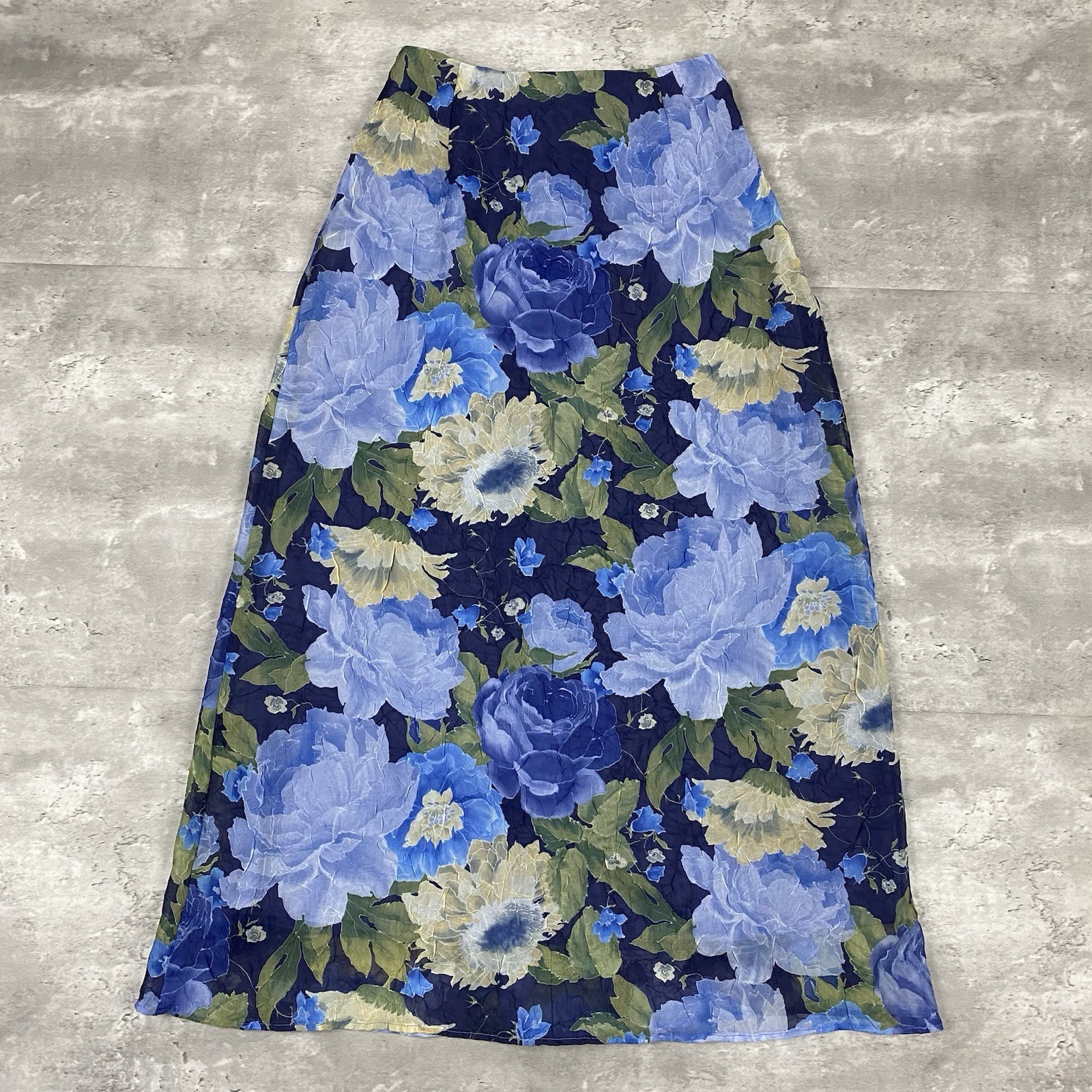 vintage 90s y2k DRESS BARN maxi skirt Womens S floral textured Phoebe sheer aop