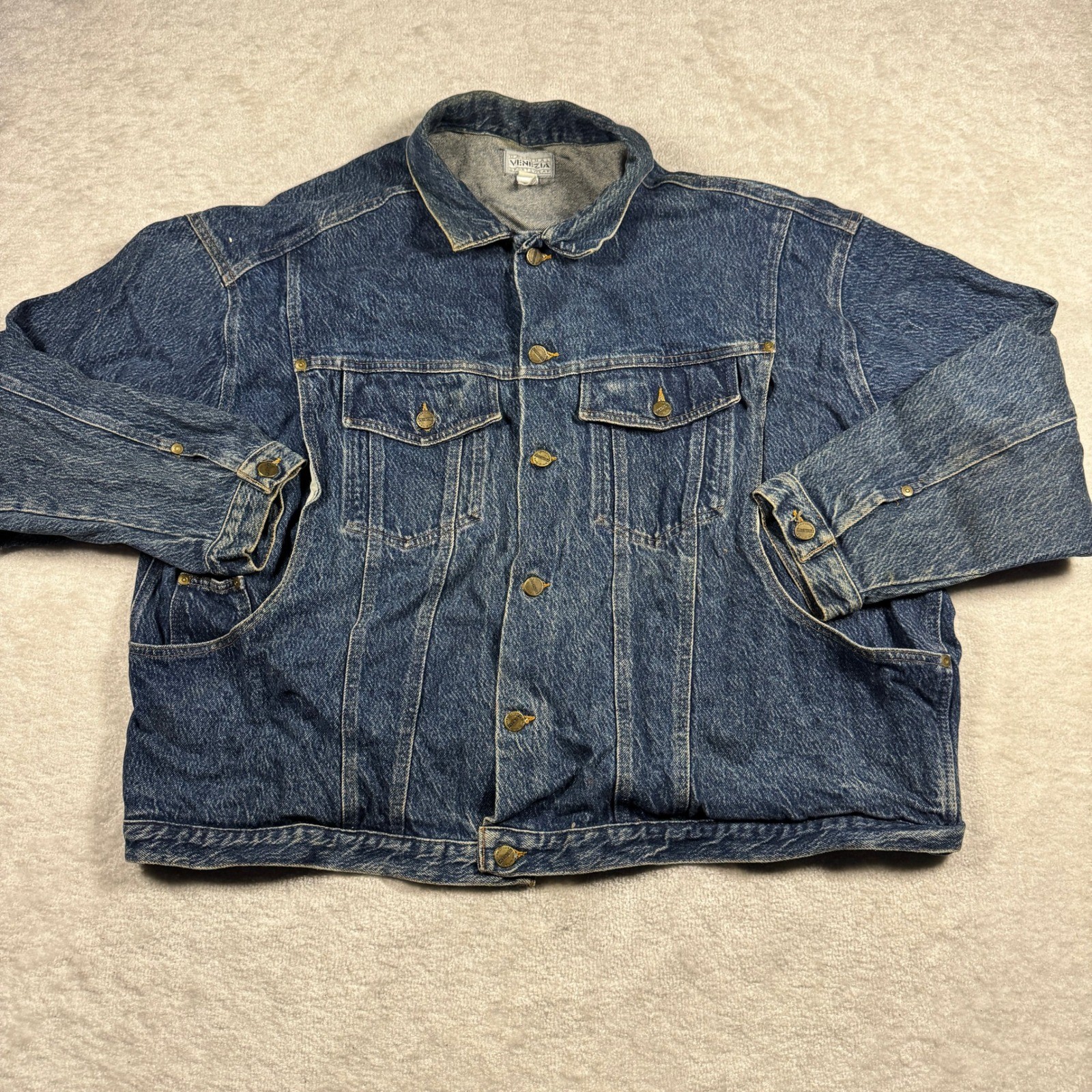Venezia Sportswear Vintage Denim Trucker Jacket Blue Made in USA 26/28 3376-49