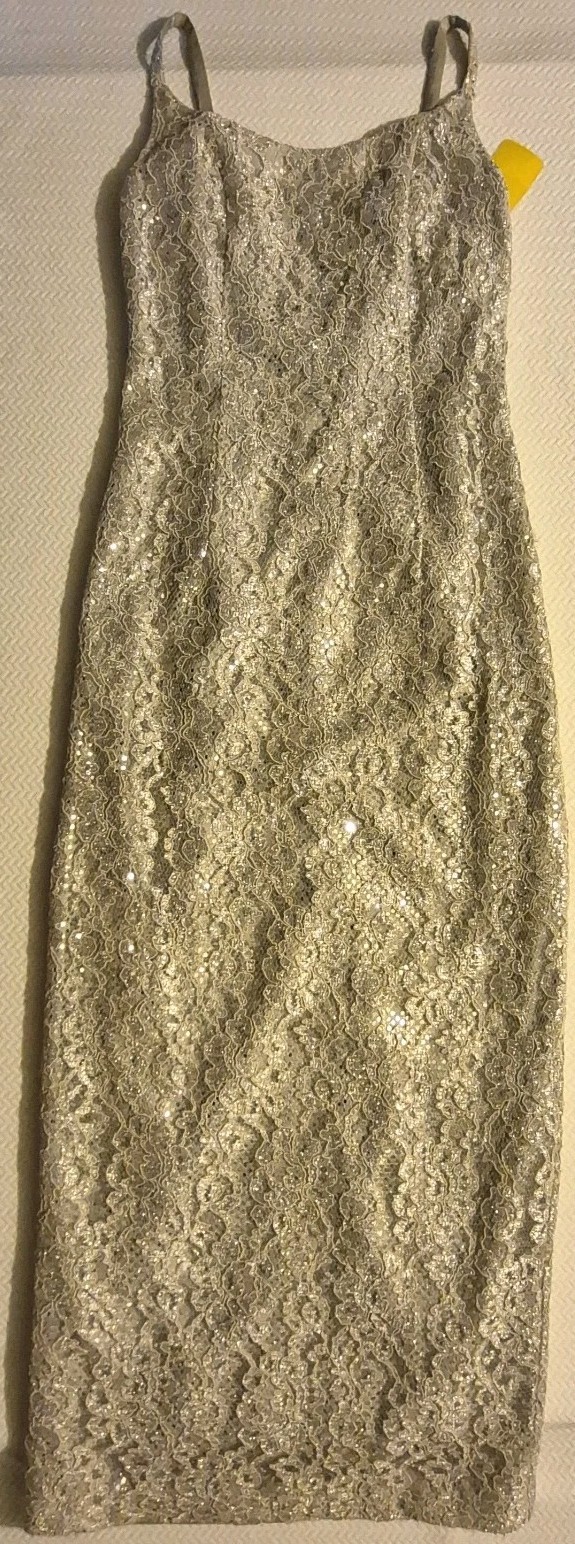 VIDEO Vintage IN-XS Antonio Enne Sz 0 – 2 XS Silver Sequin Gown Dress Lined Maxi