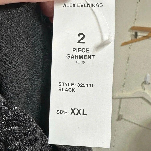 Alex Evenings 2 Piece Jacket Set XXL Black Floral Textured Metallic Formal
