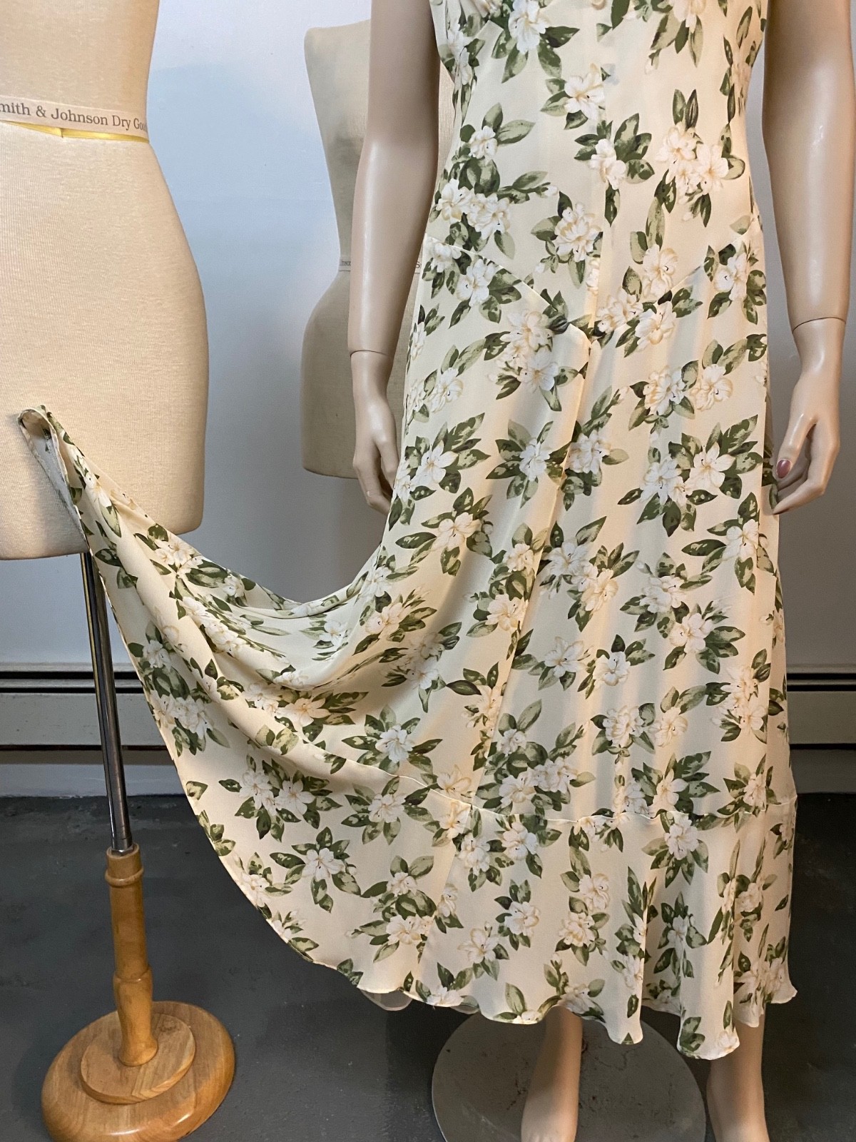 Vintage J Peterman 1930s Style Lady Day Silk Georgette Dress Size 10 Bust 38