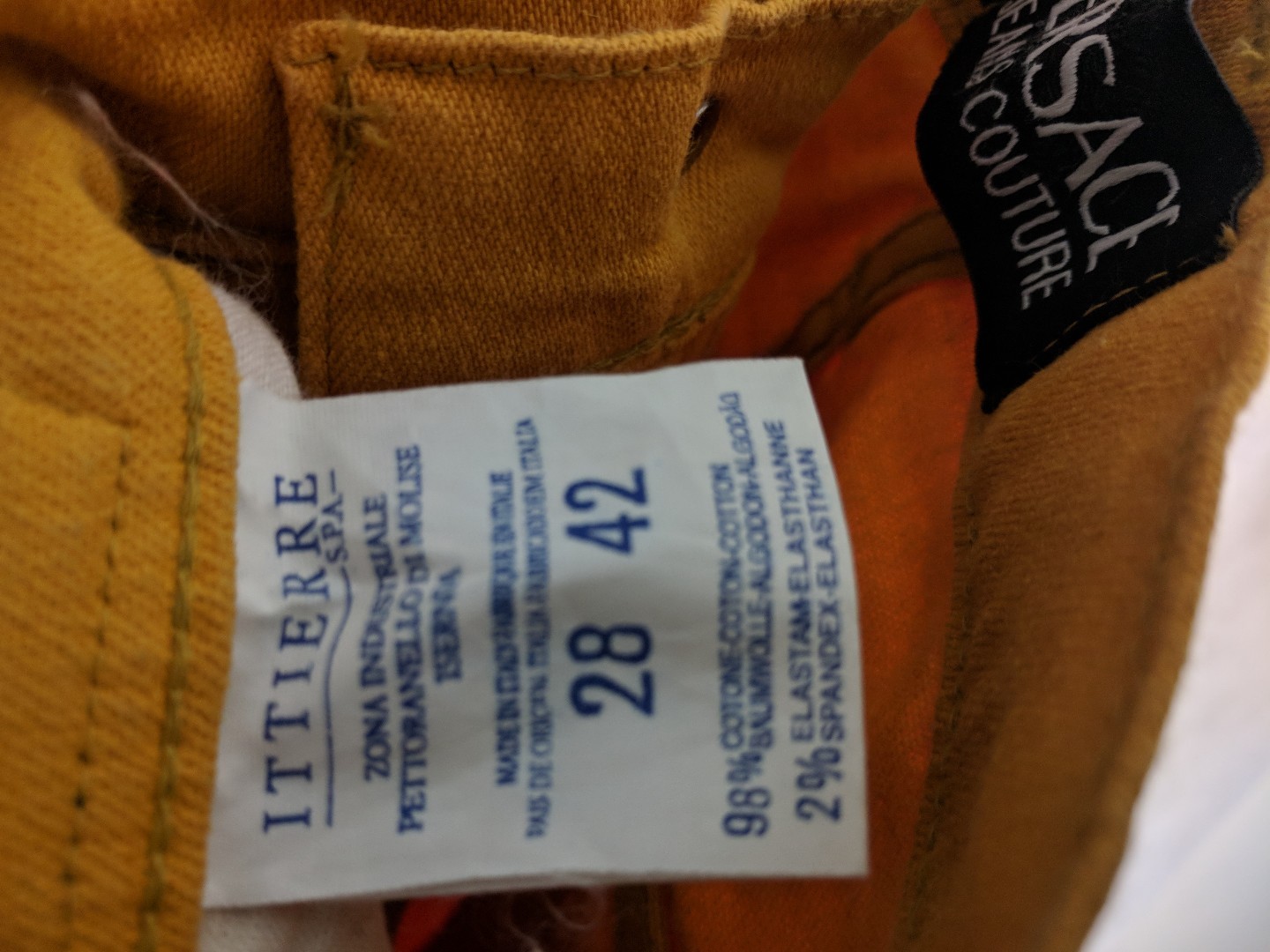 Versace Jeans Couture Yellow Vintage Stretchy Jeans Size 28 US 42 IT