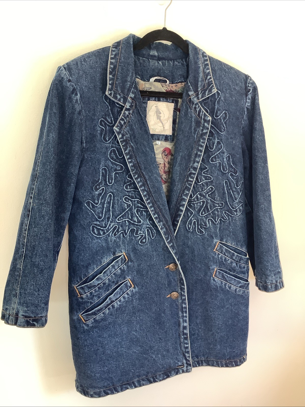 Vintage 1980s Inner View M Lined Long Cowgirl Boho Glam Chore Coat