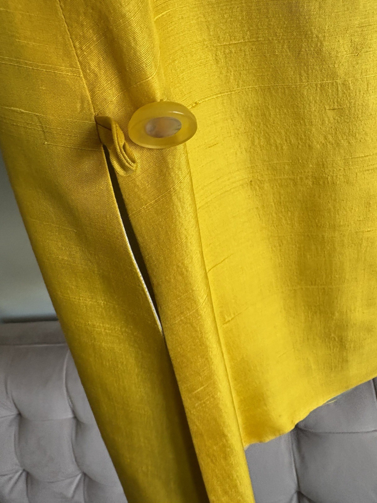 Vintage Bright Yellow Silk? Capelet Jacket with Pearl Buttons