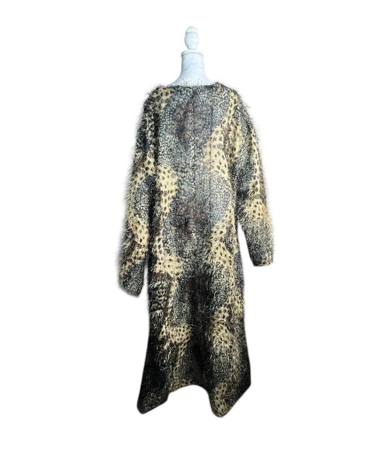 Edel Artsy Animal Print Long Statement Duster Cardigan Vintage Eclectic Boho OS