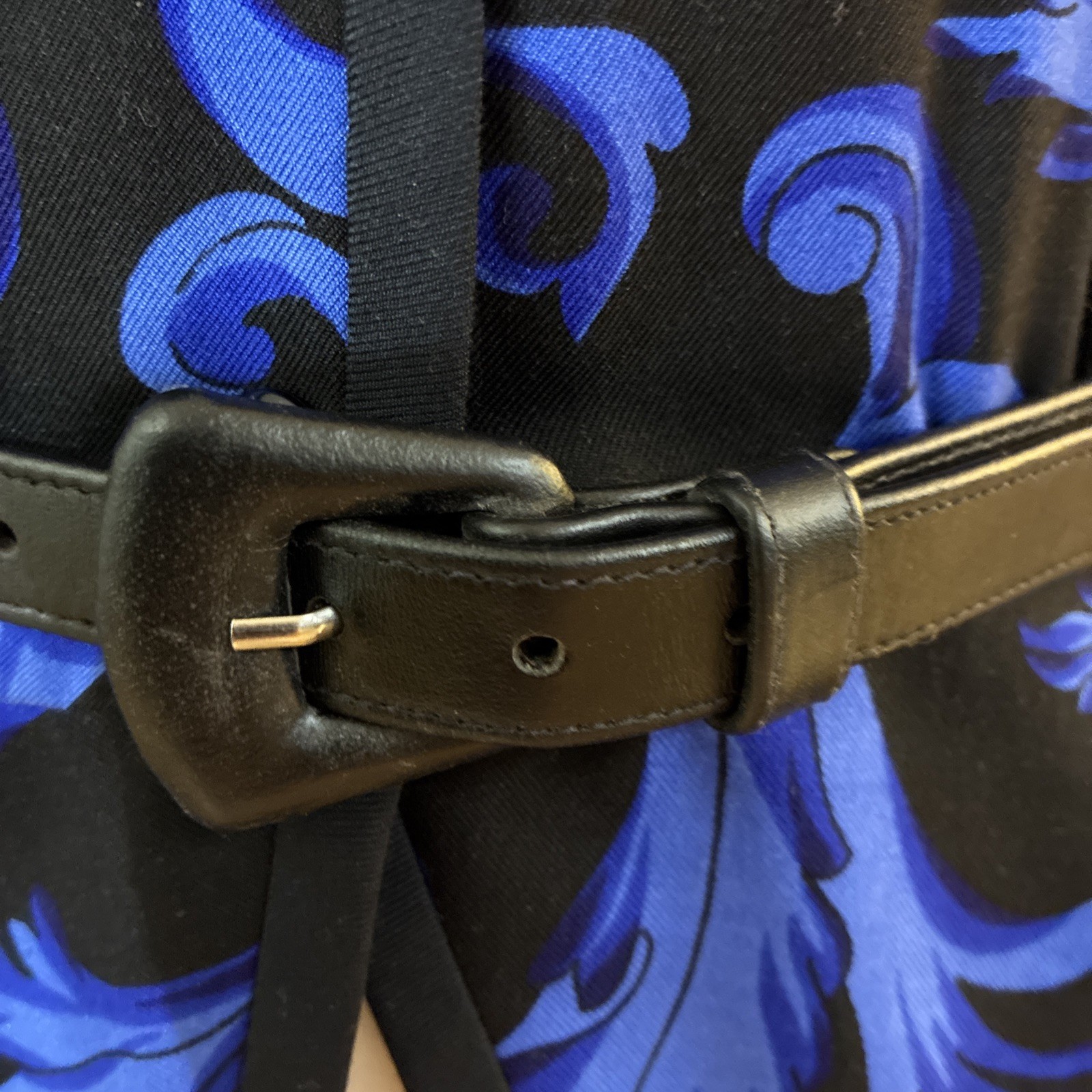 VTG CARLISLE Jacket Silk Wool Blend Women’s Sz 8 Blue Black Lined 80s W/Belt