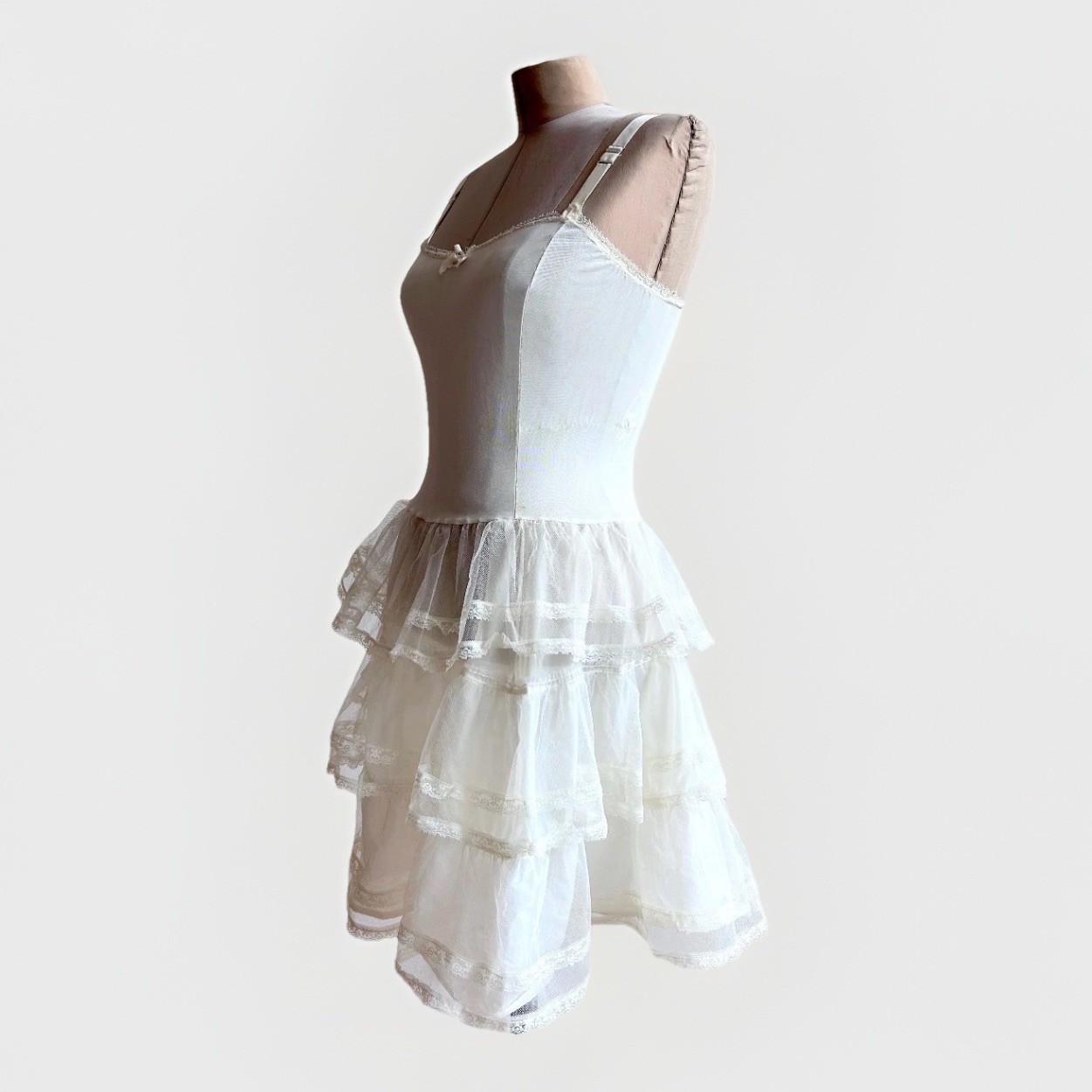 Vintage 1950s Petticoat Full Slip Underskirt Tulle Pouf Skirt sz S Maisel Era