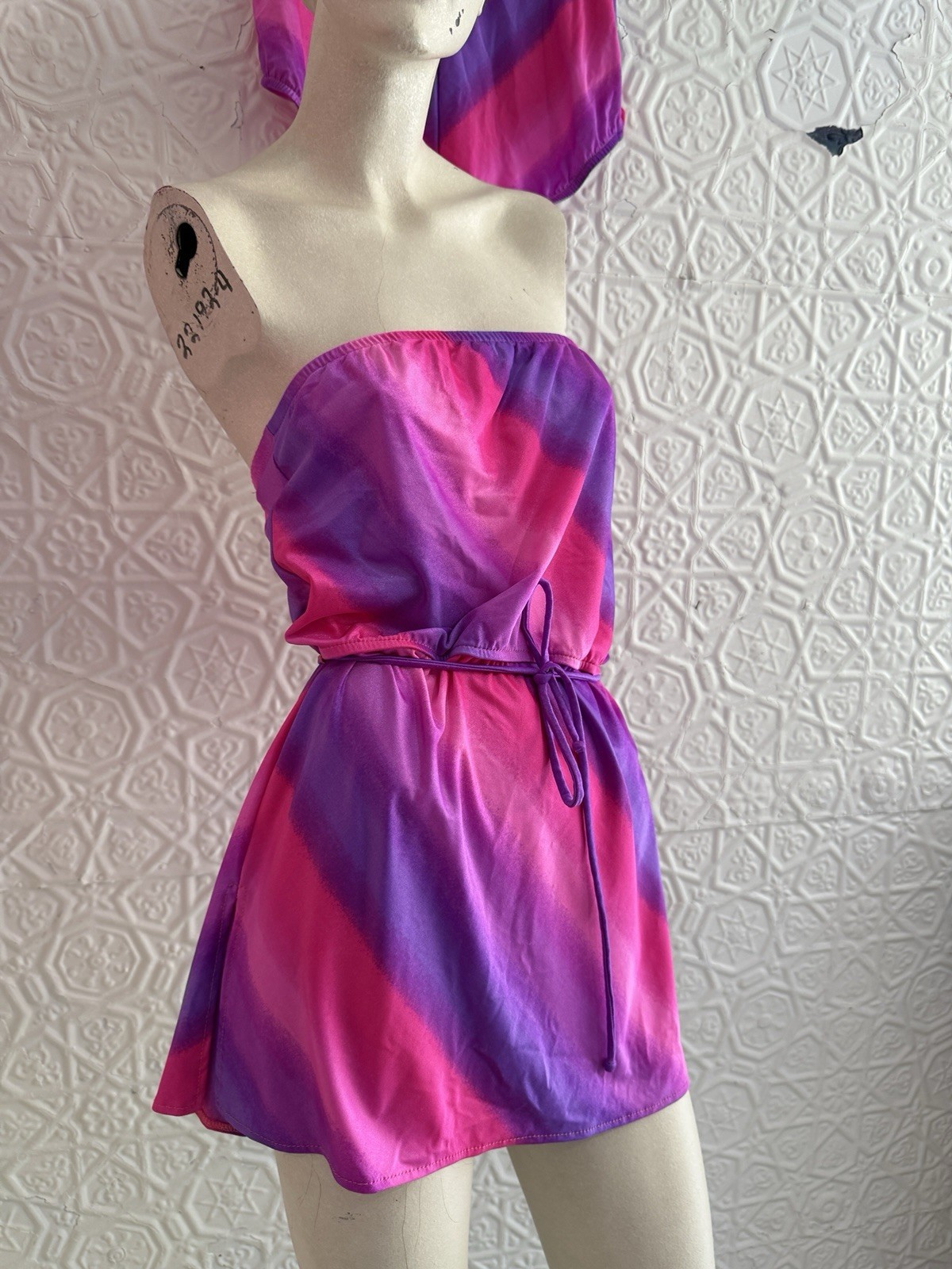 vintage 1980s NWT Jantzen bathing suit rainbow boho size 14 2 piece summer