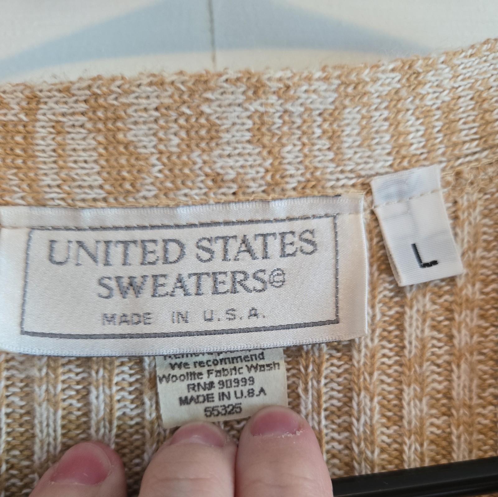 United States Sweaters maxi Dress Rib Knit Button Split Front Sz L belt beige