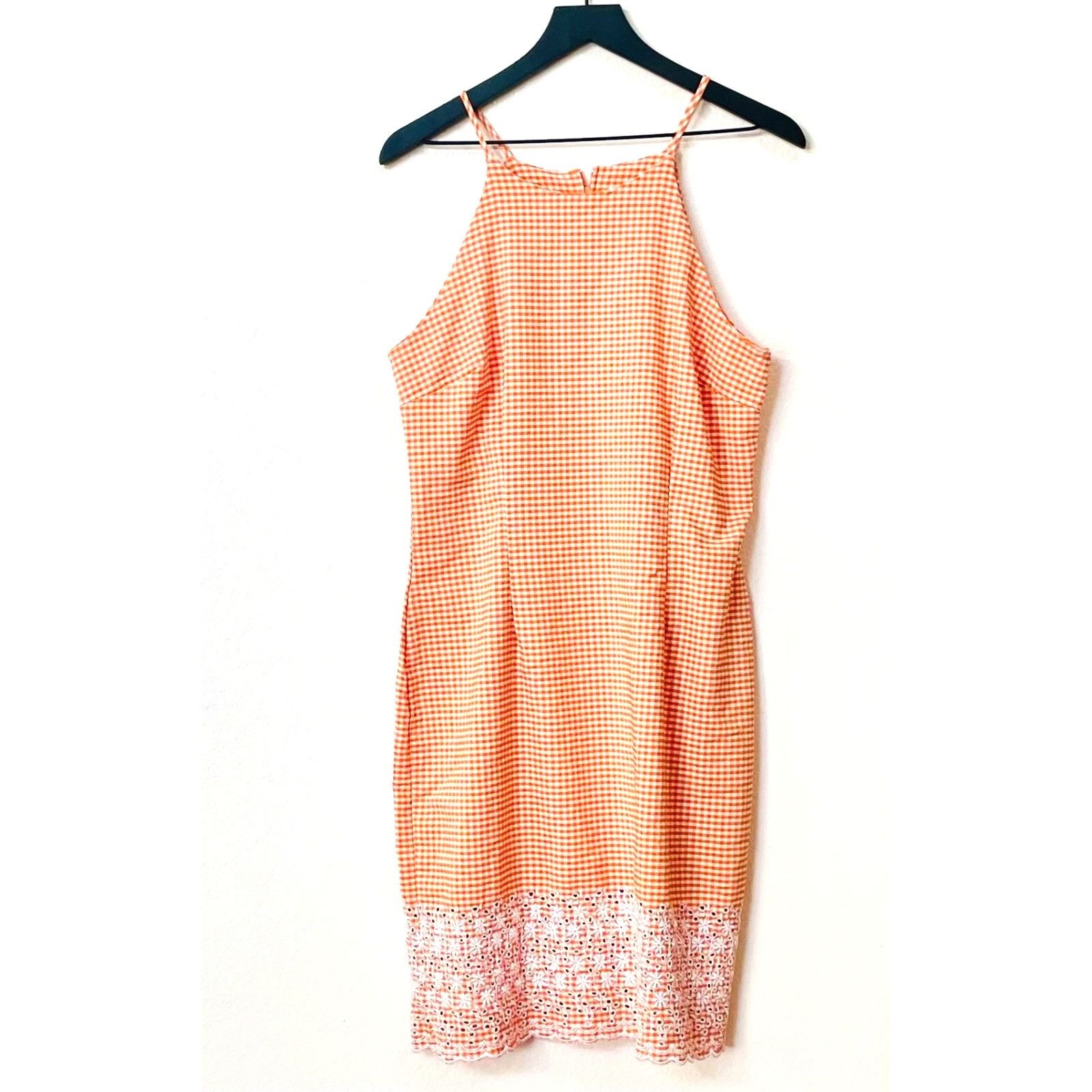 California Concepts Orange and White Checkered Vintage Dress Size 11