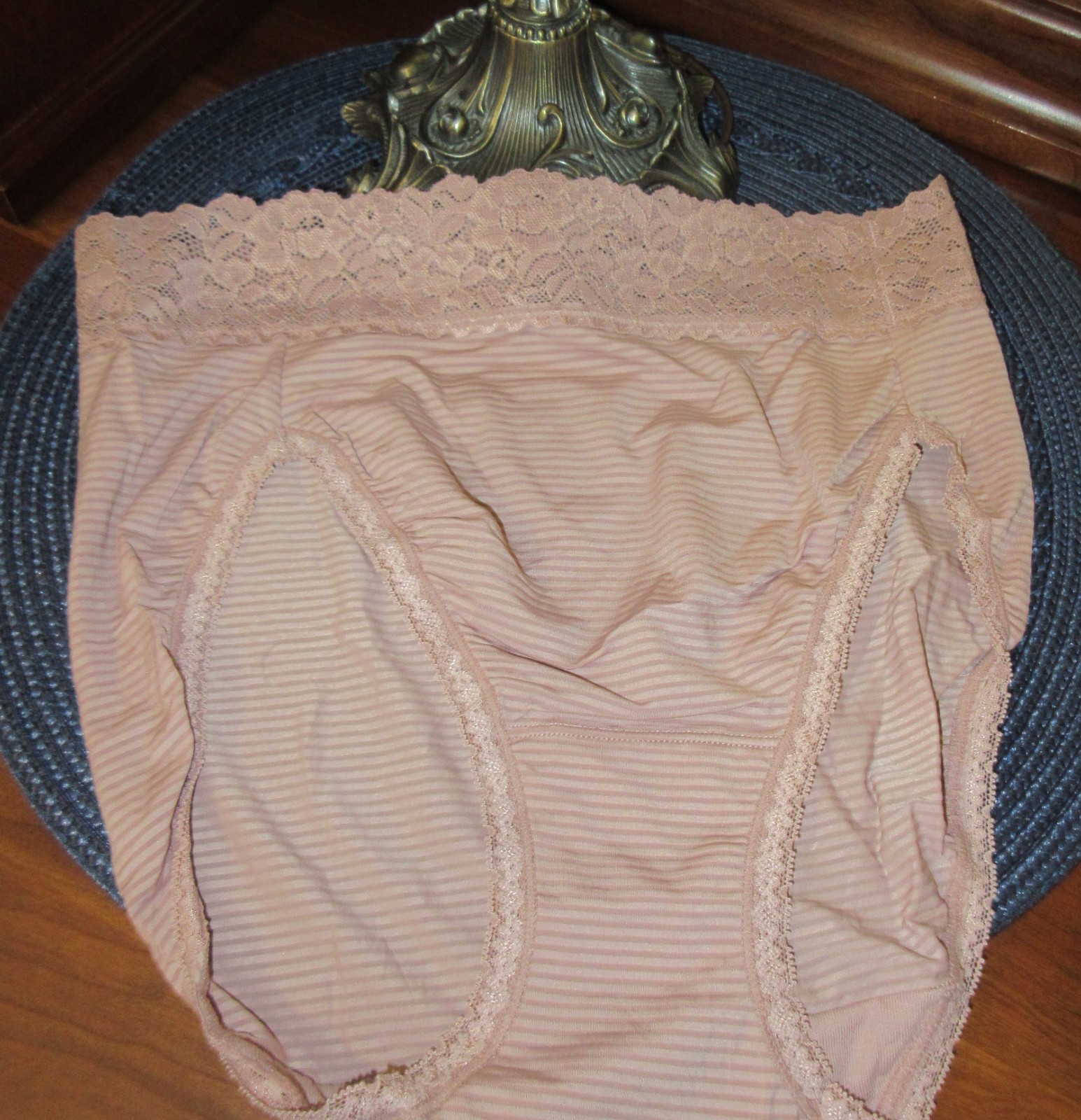 3 PR VANITY FAIR 13135 nylon stretch LACE LIGHT LUXE HI LEG panties 6/M