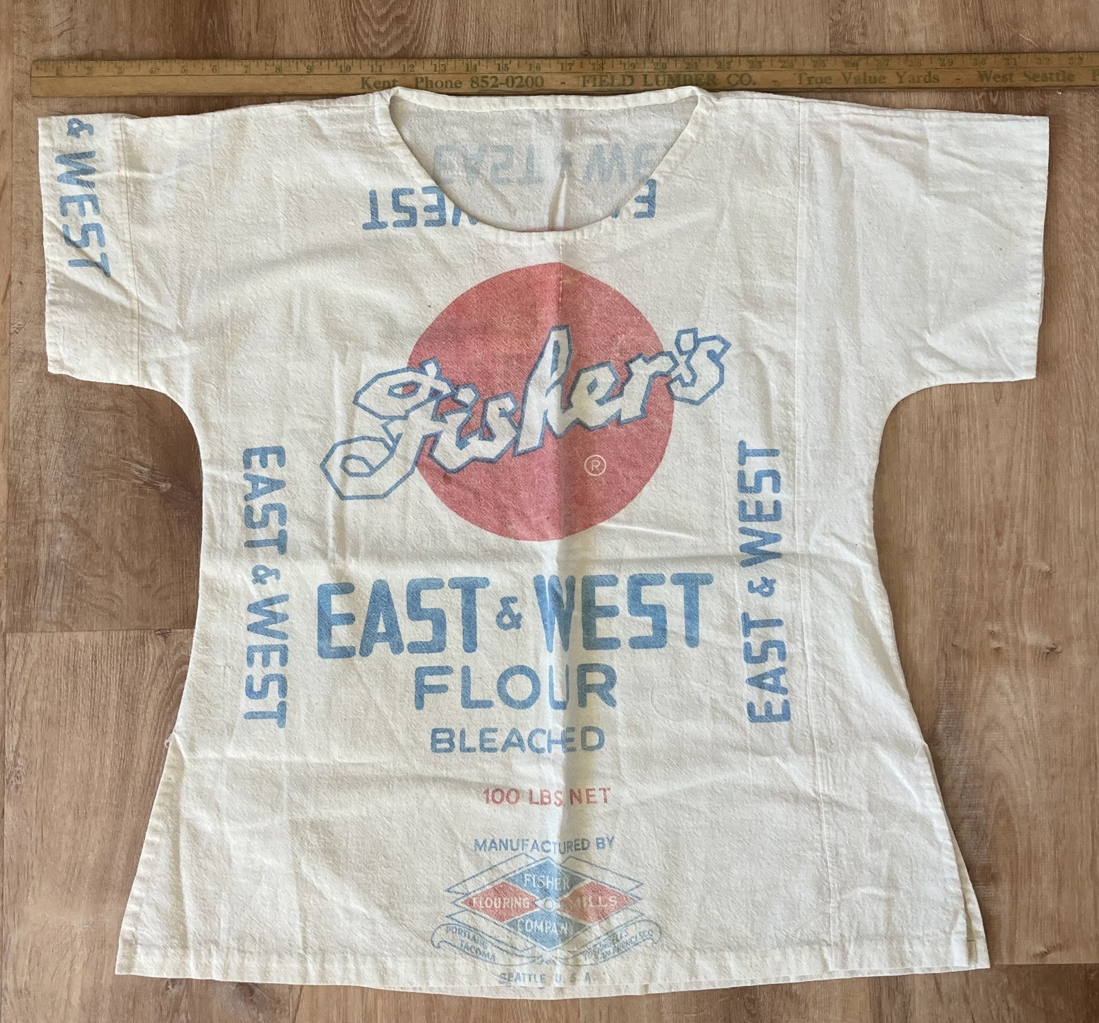 Vintage 70’s Fisher&rsquo;s Pop Art Flour Sack Shirt Top UNISEX CLEAN! Handmade