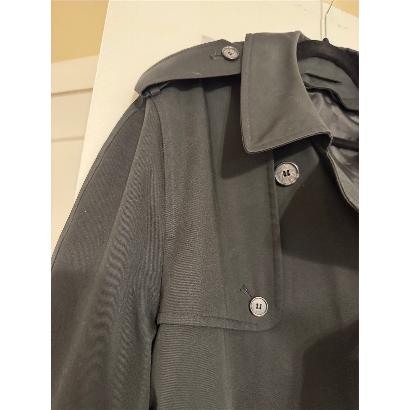 Vintage Black Double Breasted Belted Trench Coat Women&rsquo;s Classic Long Coat
