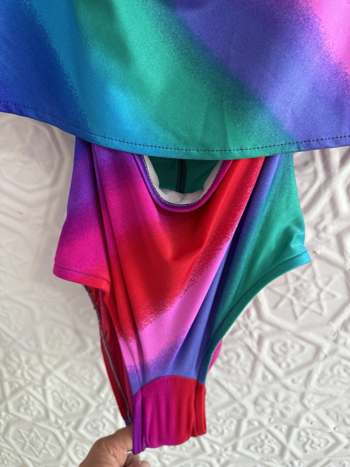 vintage 1980s NWT Jantzen bathing suit rainbow boho size 14 2 piece summer