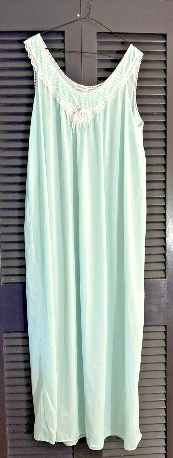 Vintage Lorraine Nightgown Women Medium Ruffle Lace Light Blue 2X