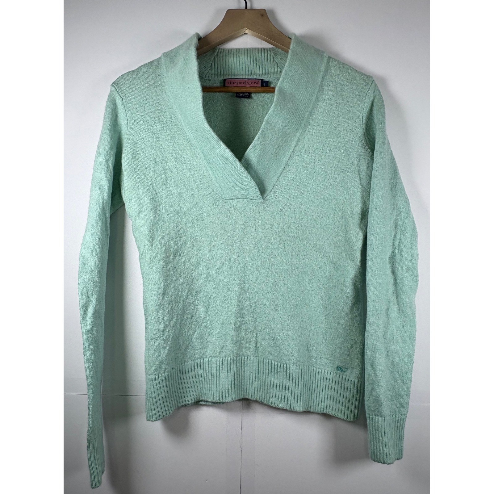 Vineyard Vines Women&rsquo;s Small V-Neck Sweater Wool/Cashmere Blend Mint Sz Lg