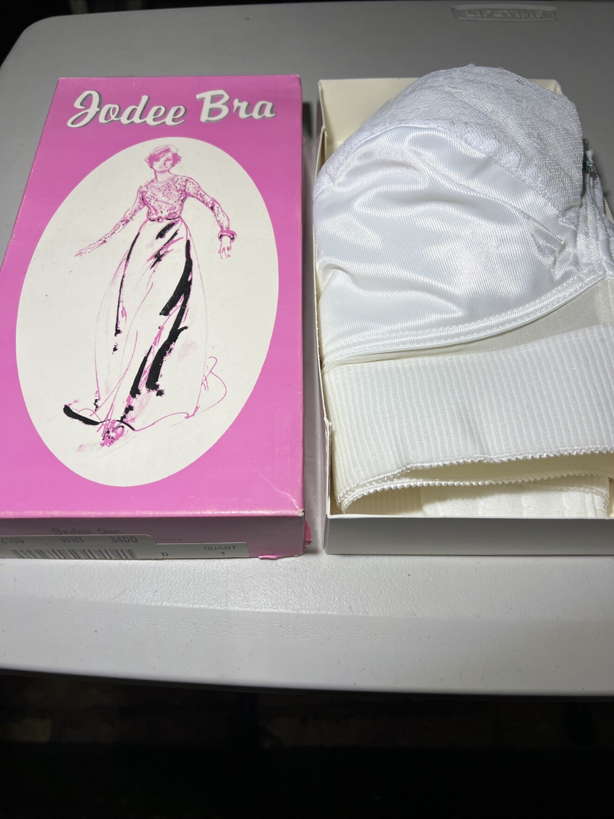 NEW Jodee Surgical Style 2105 Post Mastectomy Bra WHITE w/Pockets USA-MADE 34DD