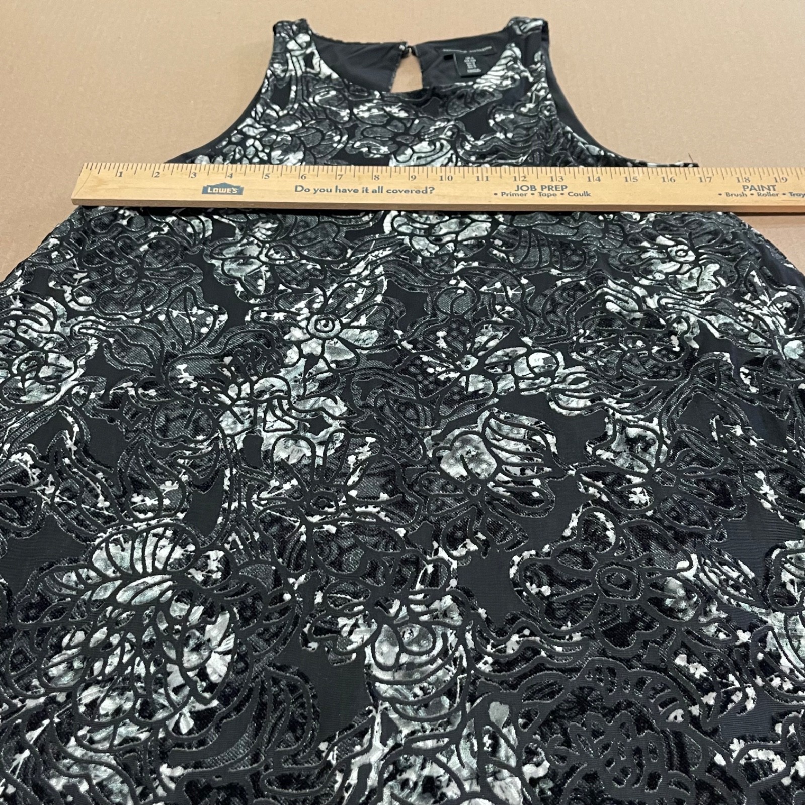 Vintage Adrienne Vittadini Sz Small S/L Burnout Velvet Shift/Trapeze Lined Dress