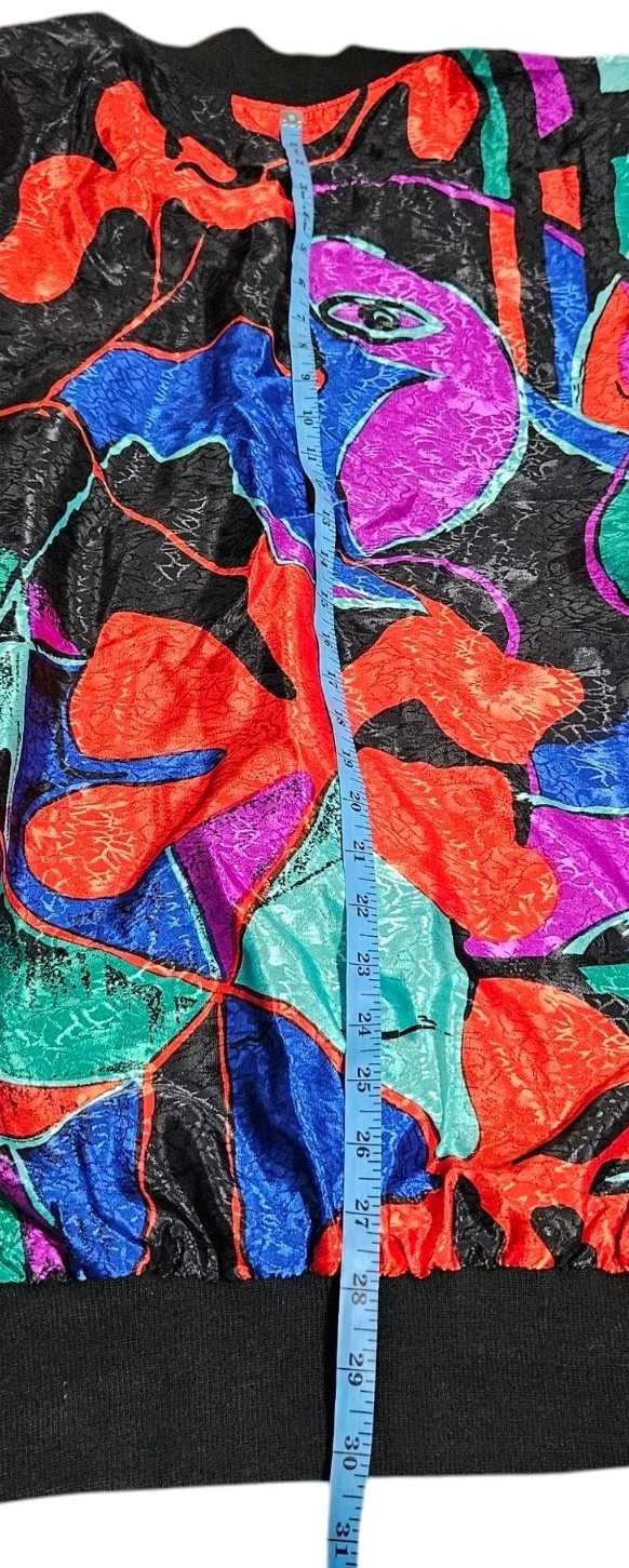 Vintage G Oberti Abstract Jacket Bomber Lined Colorful Streetwear Womens 2XL NWT