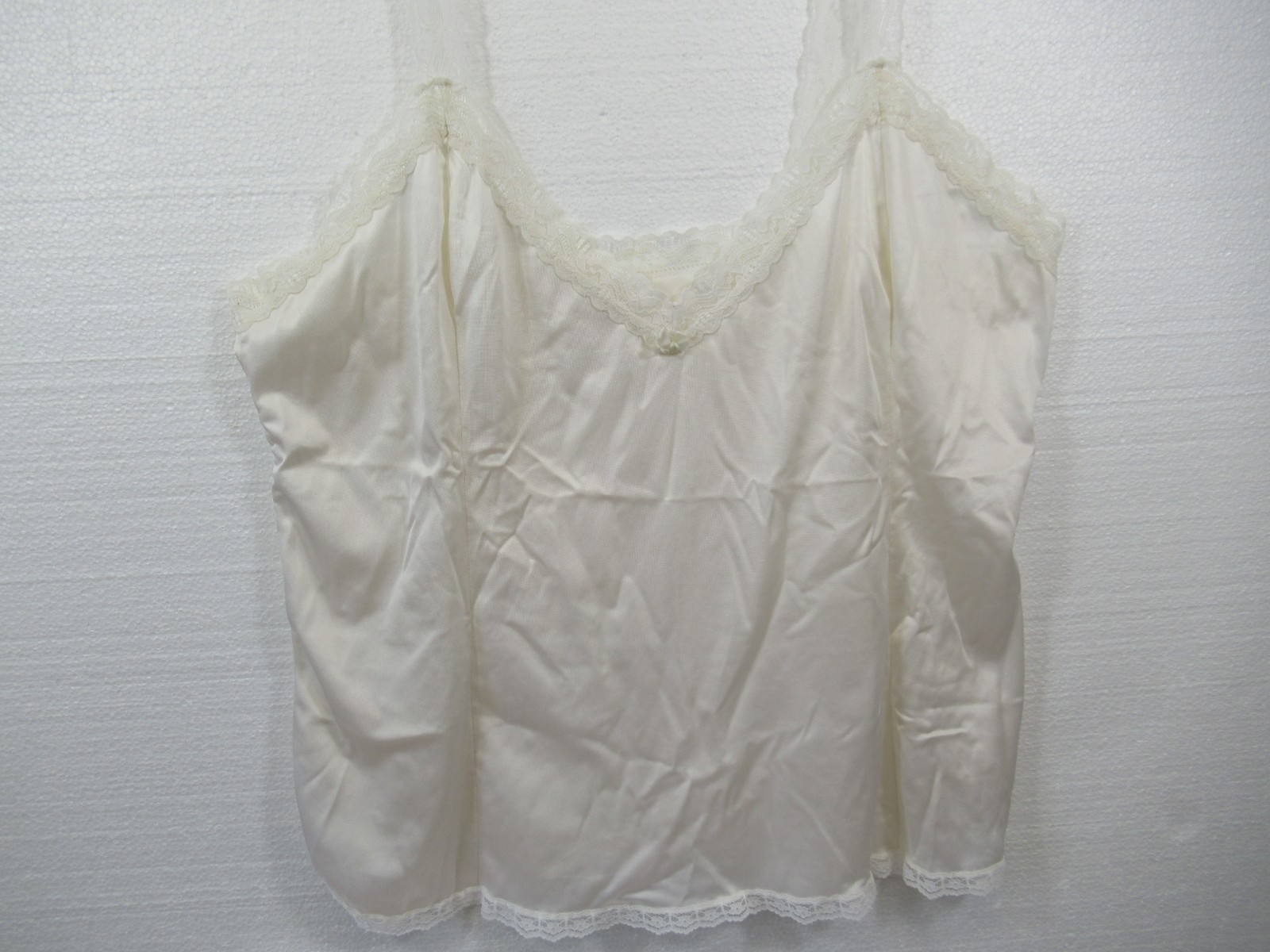 Vintage Mel Lin Satin Camisole Women 2XL White Lace Straps Nylon