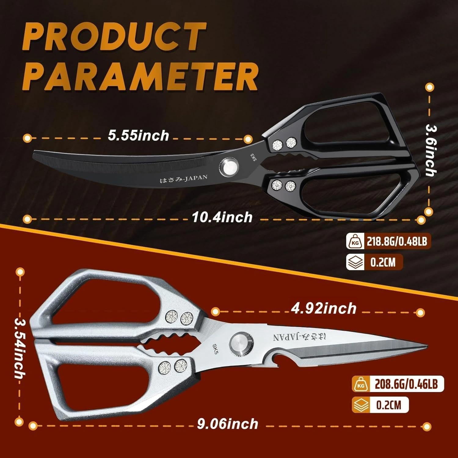 HUUSK Kitchen Scissors Set – Stainless Steel Kitchen Shear, Sharp Meat Scissors