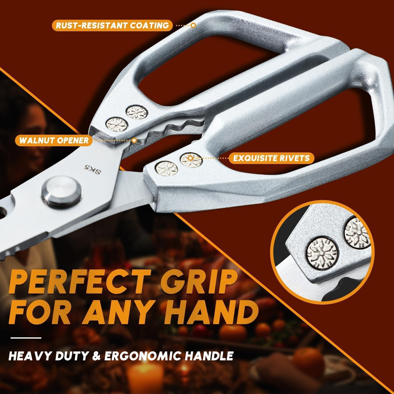 HUUSK Kitchen Scissors Set – Stainless Steel Kitchen Shear, Sharp Meat Scissors