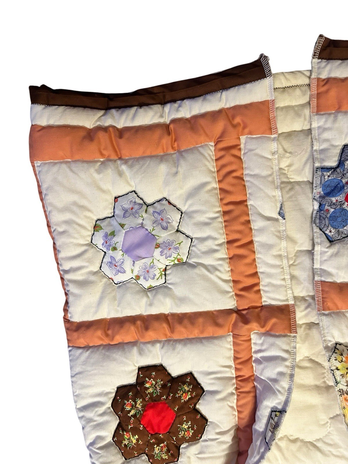 Vintage Flower Garden Handmade Quilt Jacket Coat 1970s Groovy Flower Power