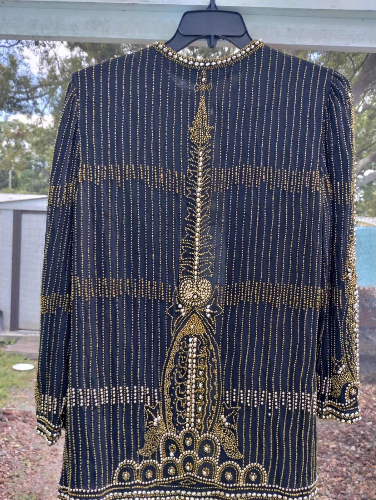 Vtg AJ Bari Beaded Sequin Evening Jacket Art Deco Cocktail Party Top Size L