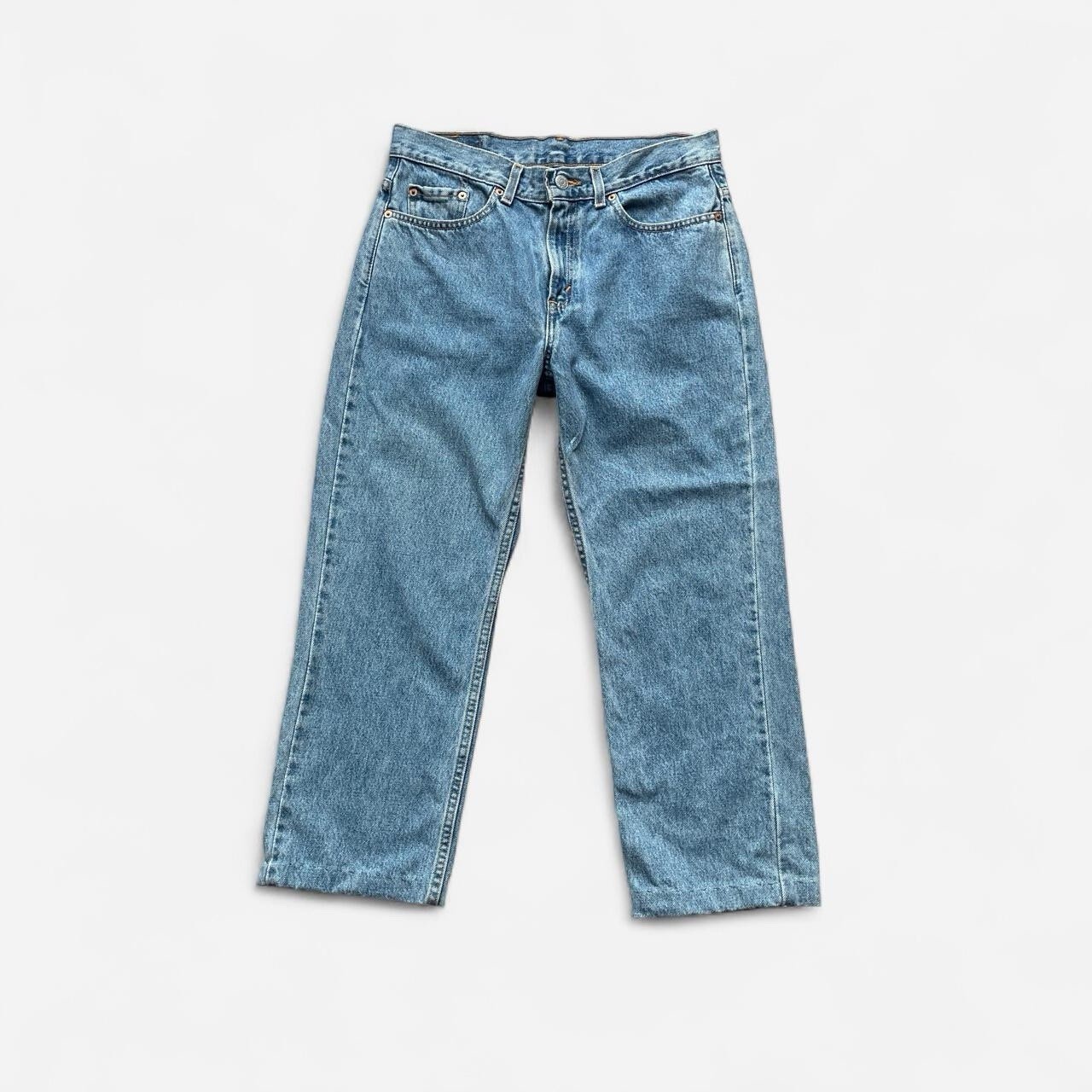 Vintage 80s 90s Levi&rsquo;s 505 mid wash blue denim jeans Cropped 28 29 30