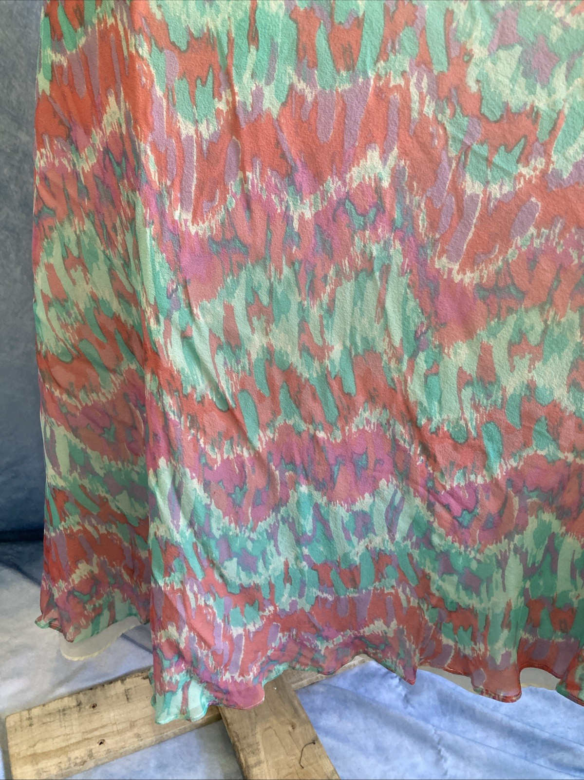Vintage 80s Anne Crimmins Umi Collections 100% Silk Ikat Skirt Hong Kong Midi 4