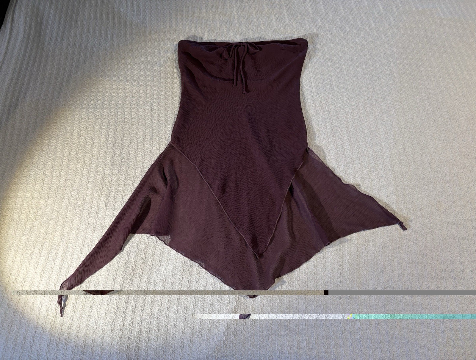 Vintage 90s Y2K Sheer Chiffon Strapless Top Asymmetric Bandeau Fairy Boho Goth S