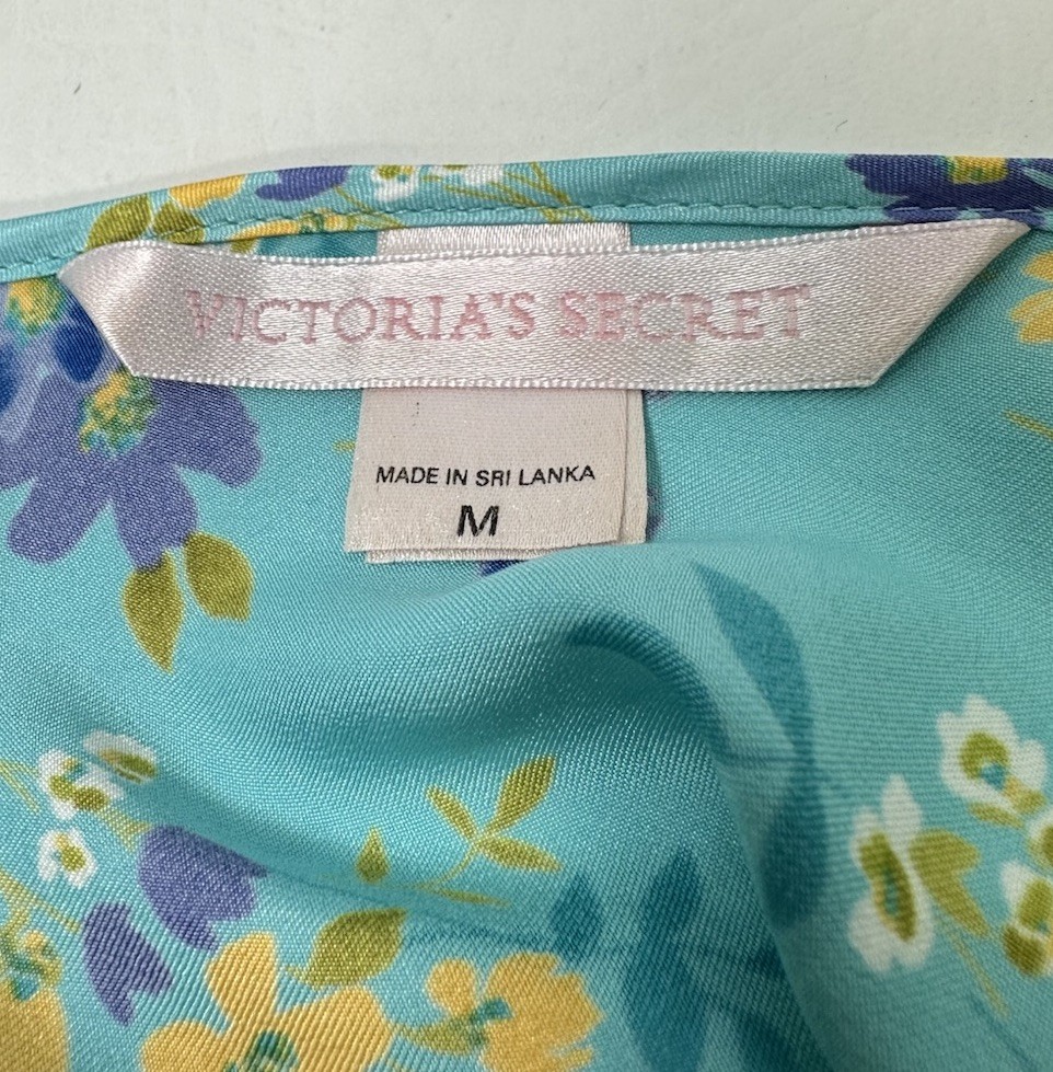 Vintage Y2K Victoria’s Secret Colorful Floral Lace Slip Dress Chemise Sz M 2001