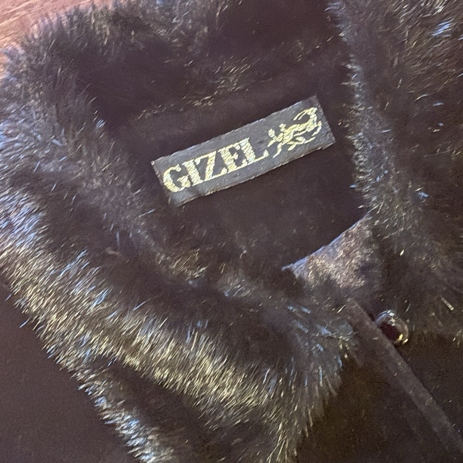 Vtg Gizel Western Chic Sweater Jacket Faux Fur Collar Embossed Braid Stitching