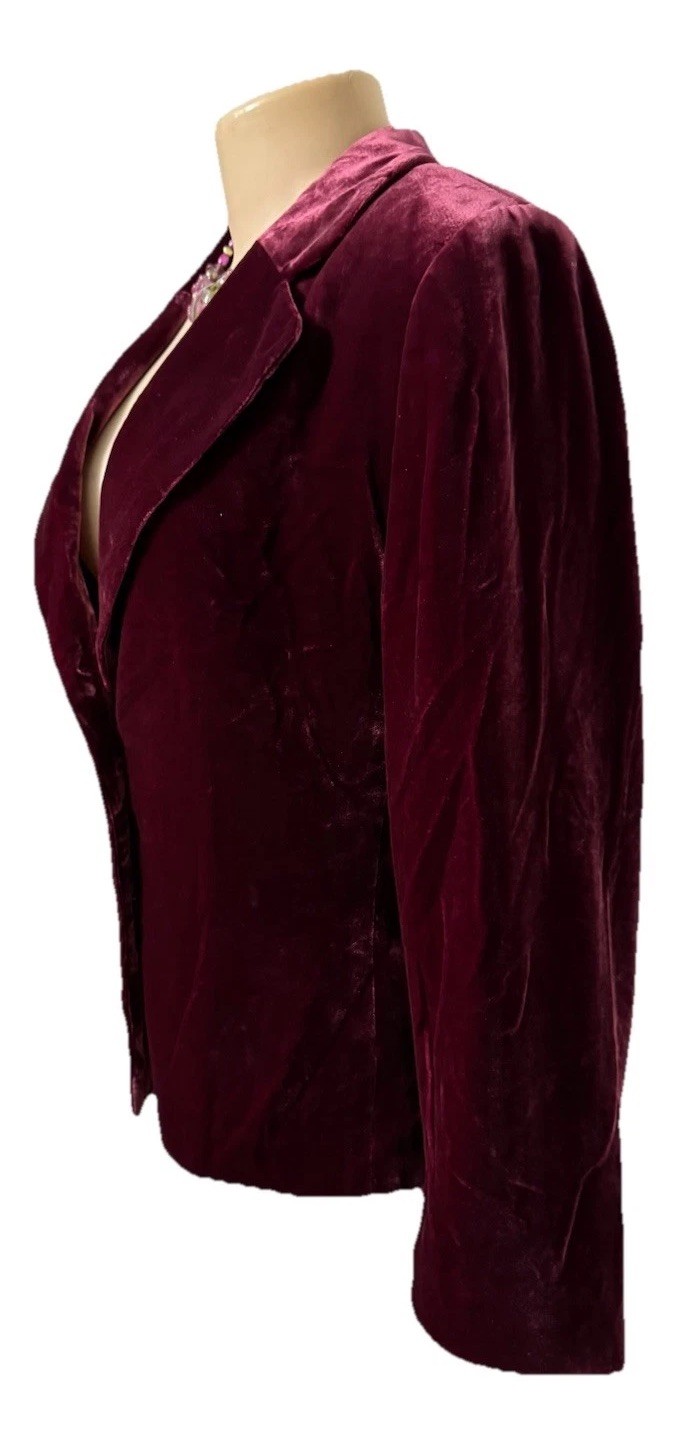 Raffaella womens vintage jacket crushed velvet size 10 Red boho blazer gorgeous
