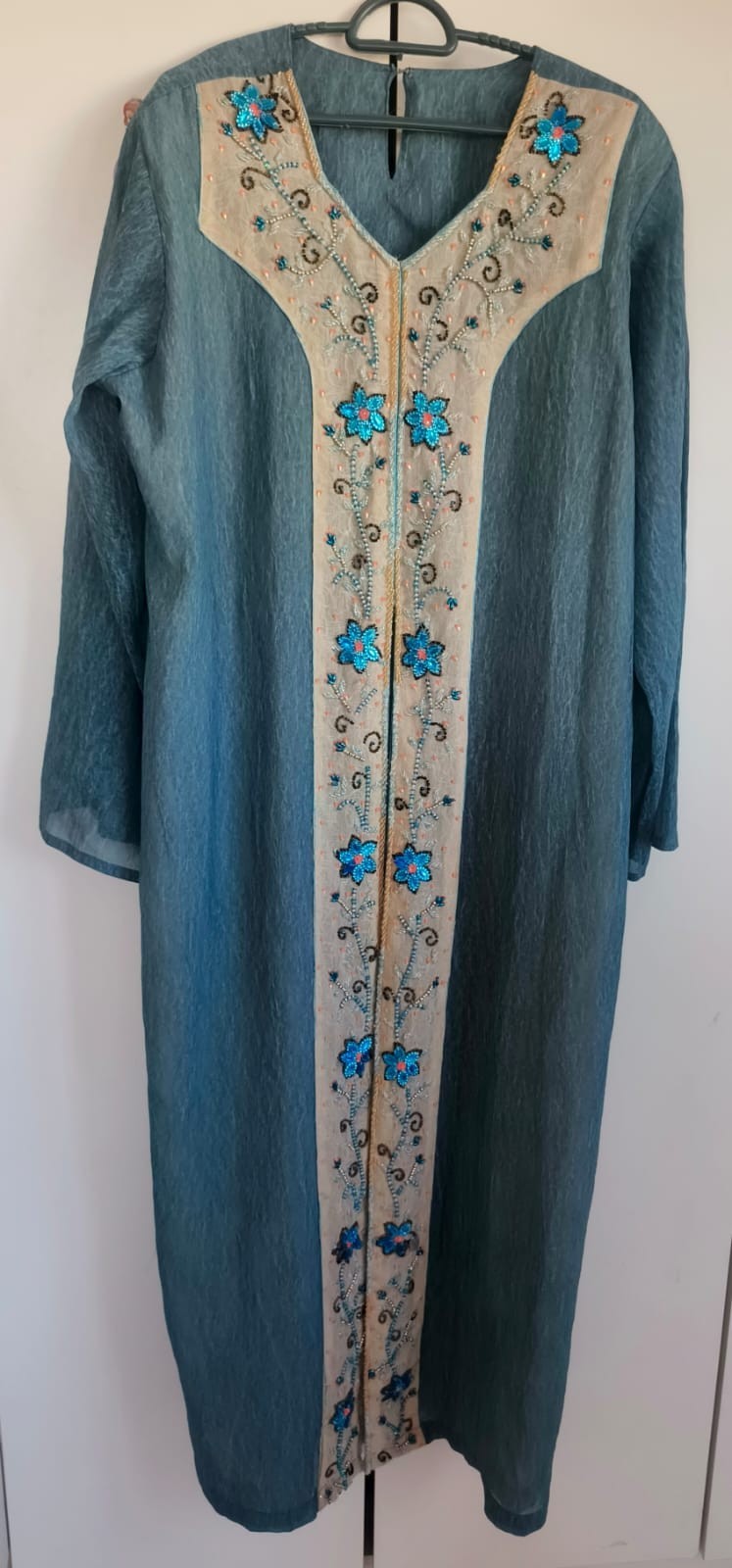 Women&rsquo;s Blue Embroidered Kaftan Dress