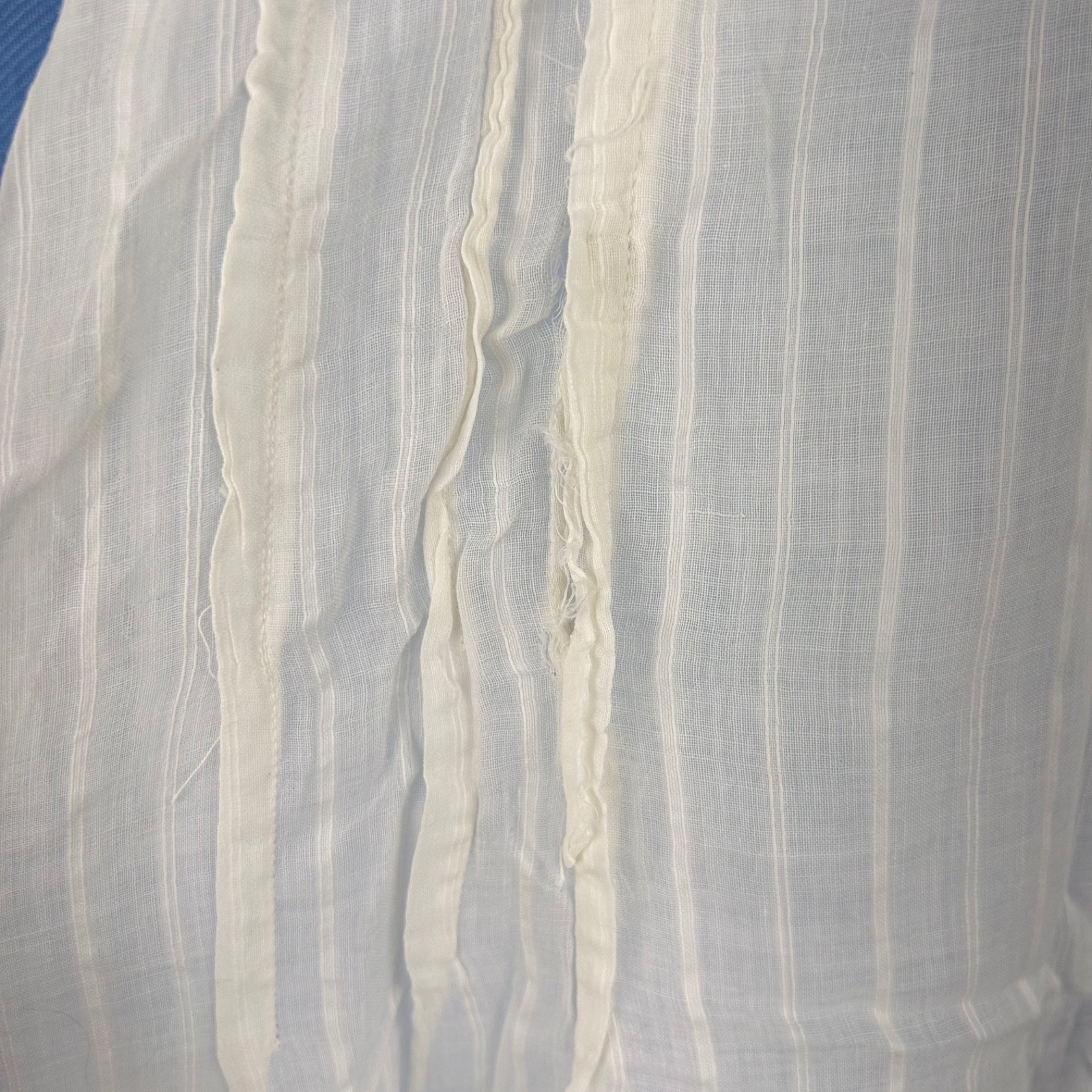 Antique Early 20th Century Sheer White Cotton Tea Gown Pintuck Pleats, Lace