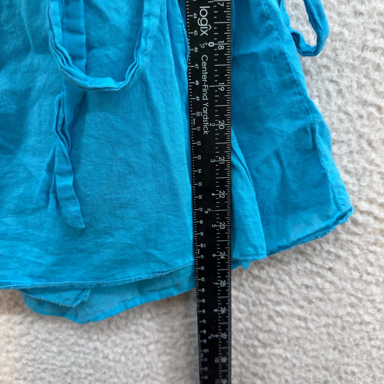 Y2K Vintage Wrap Top Large Aqua Blue Cap Sleeve Boho Fairy Grunge Cottagecore
