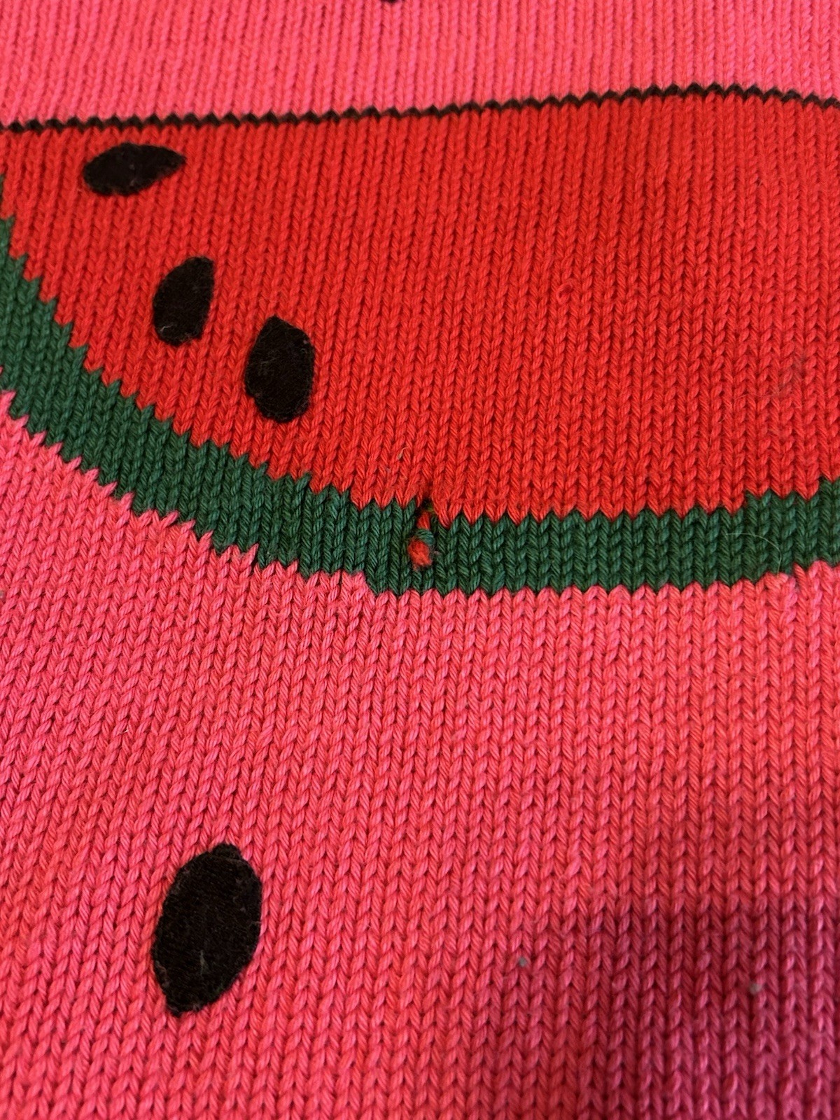 VTG 80&rsquo;s PICKING WATERMELON HANDMADE PERUVIAN EMBELLISHED NOVELTY SWEATER S-LG
