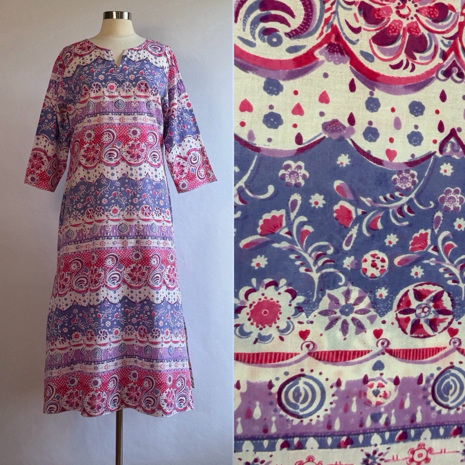 Vintage Phool Printed Cotton Caftan M/L