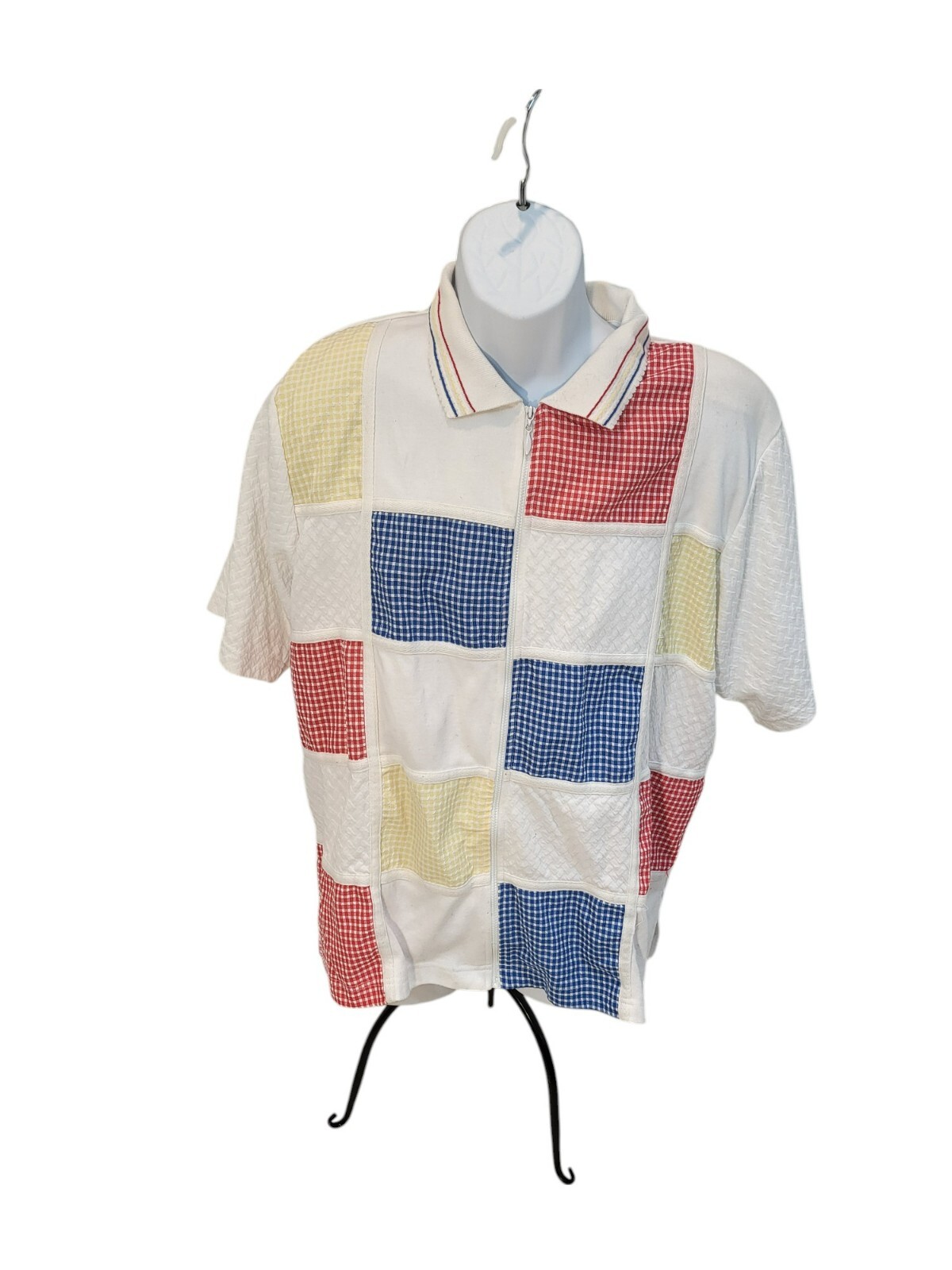 Koret Francisca Vintage 1990s Multicolor Zip Up Colorblock Shirt Size XL